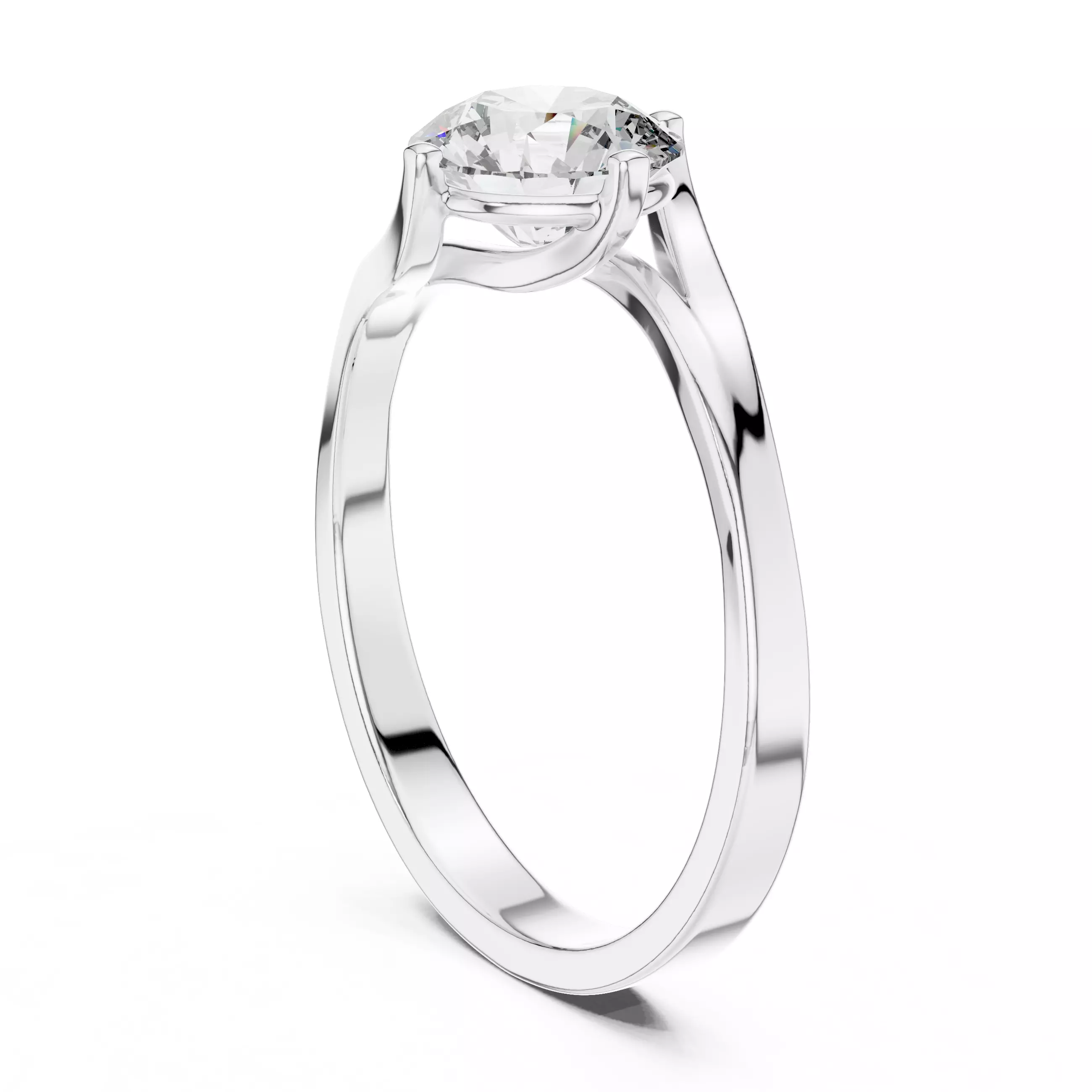 Round Diamond Solitaire Ring 3D print model_3