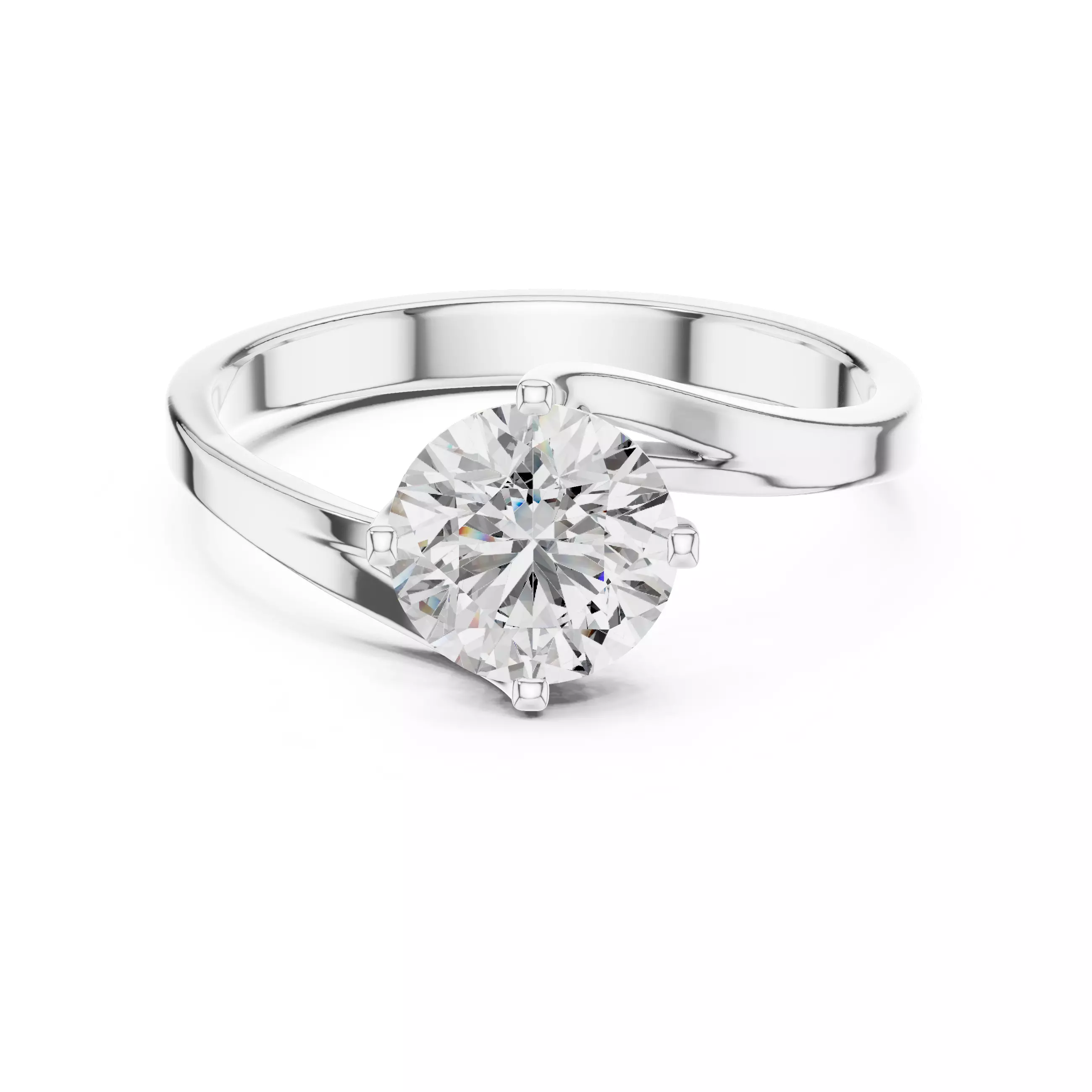 Round Diamond Solitaire Ring 3D print model_11