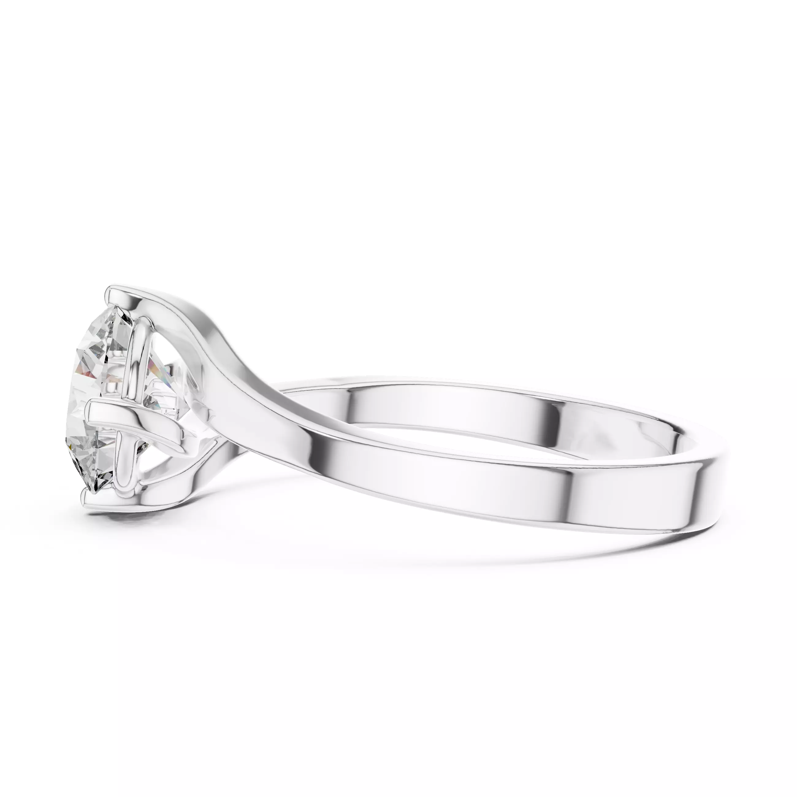 Round Diamond Solitaire Ring 3D print model_10