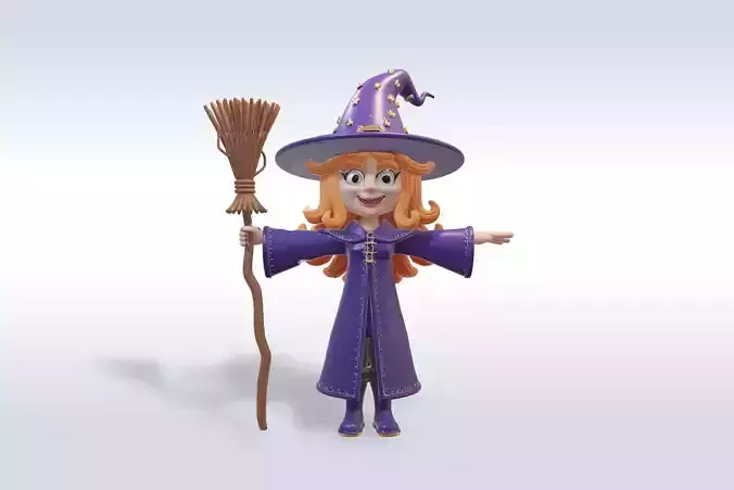 Adorable Witch halloween Character 3D model
