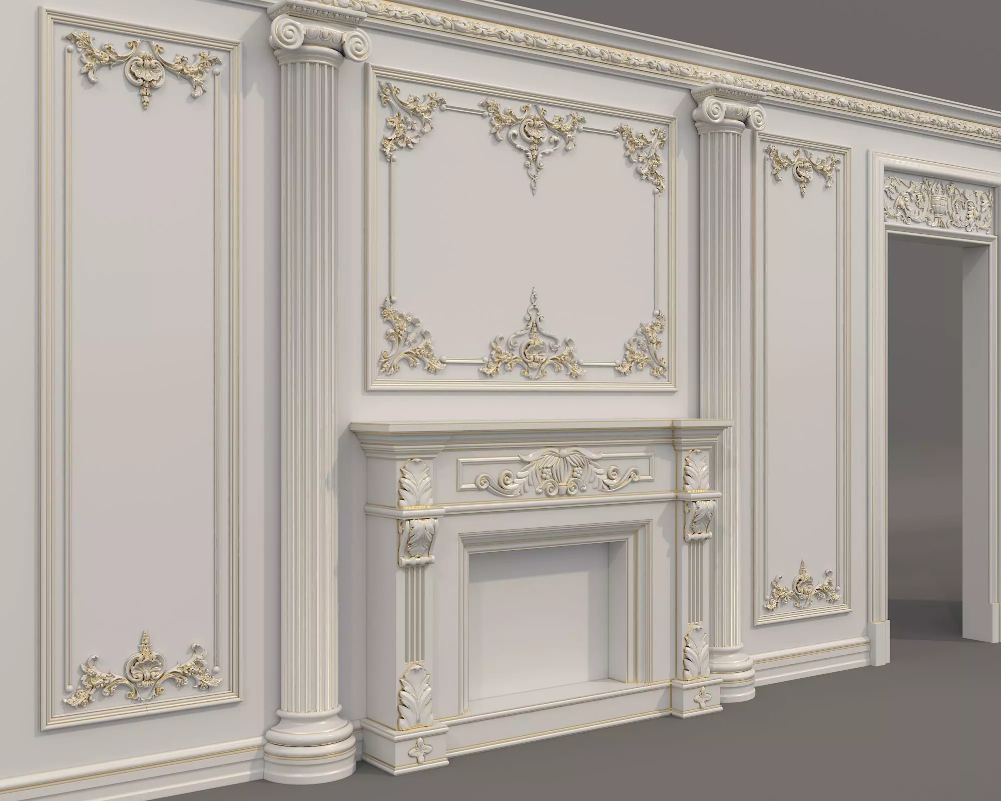Wall Molding in Classic French style 52 3D model_4