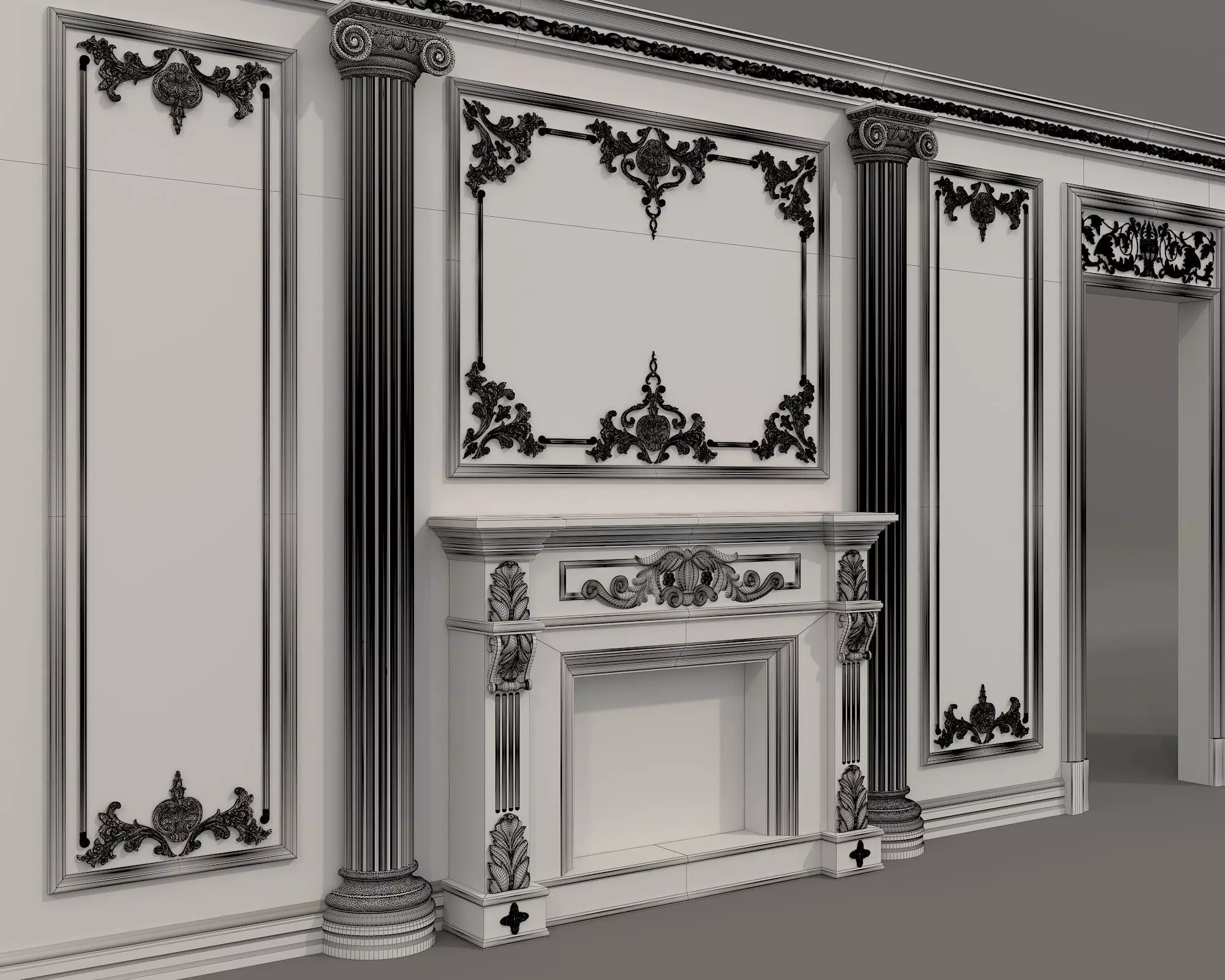 Wall Molding in Classic French style 52 3D model_8