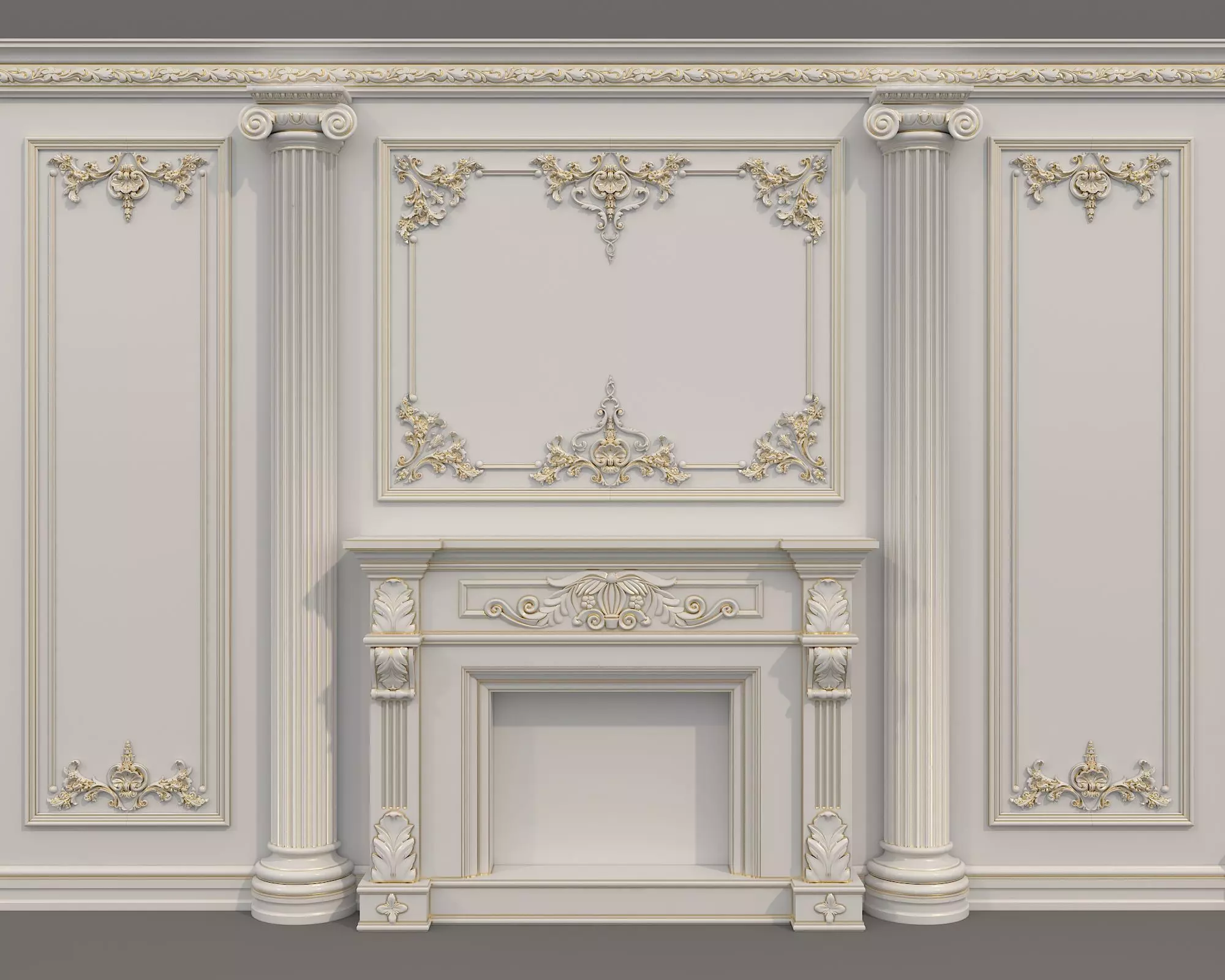 Wall Molding in Classic French style 52 3D model_2