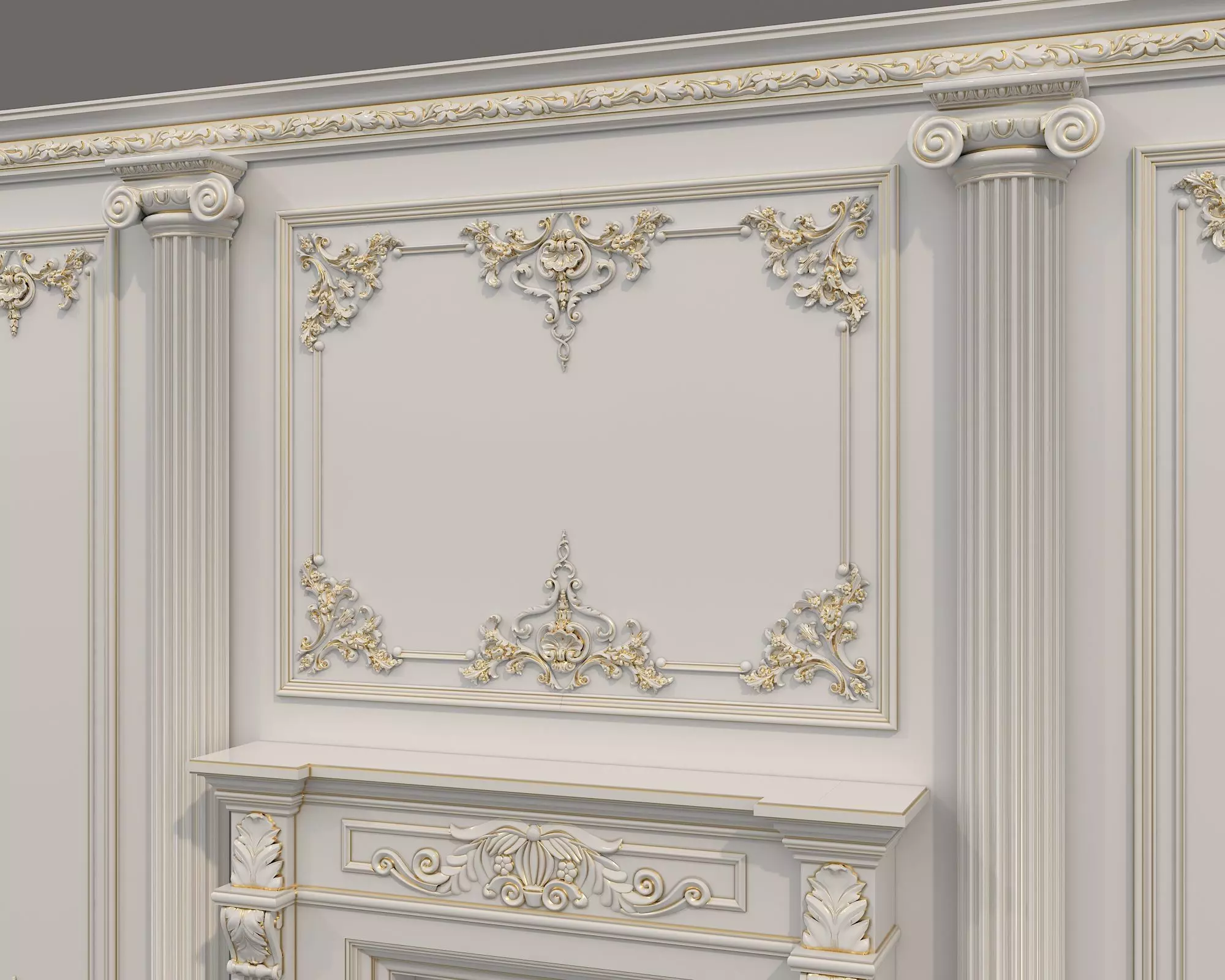 Wall Molding in Classic French style 52 3D model_5