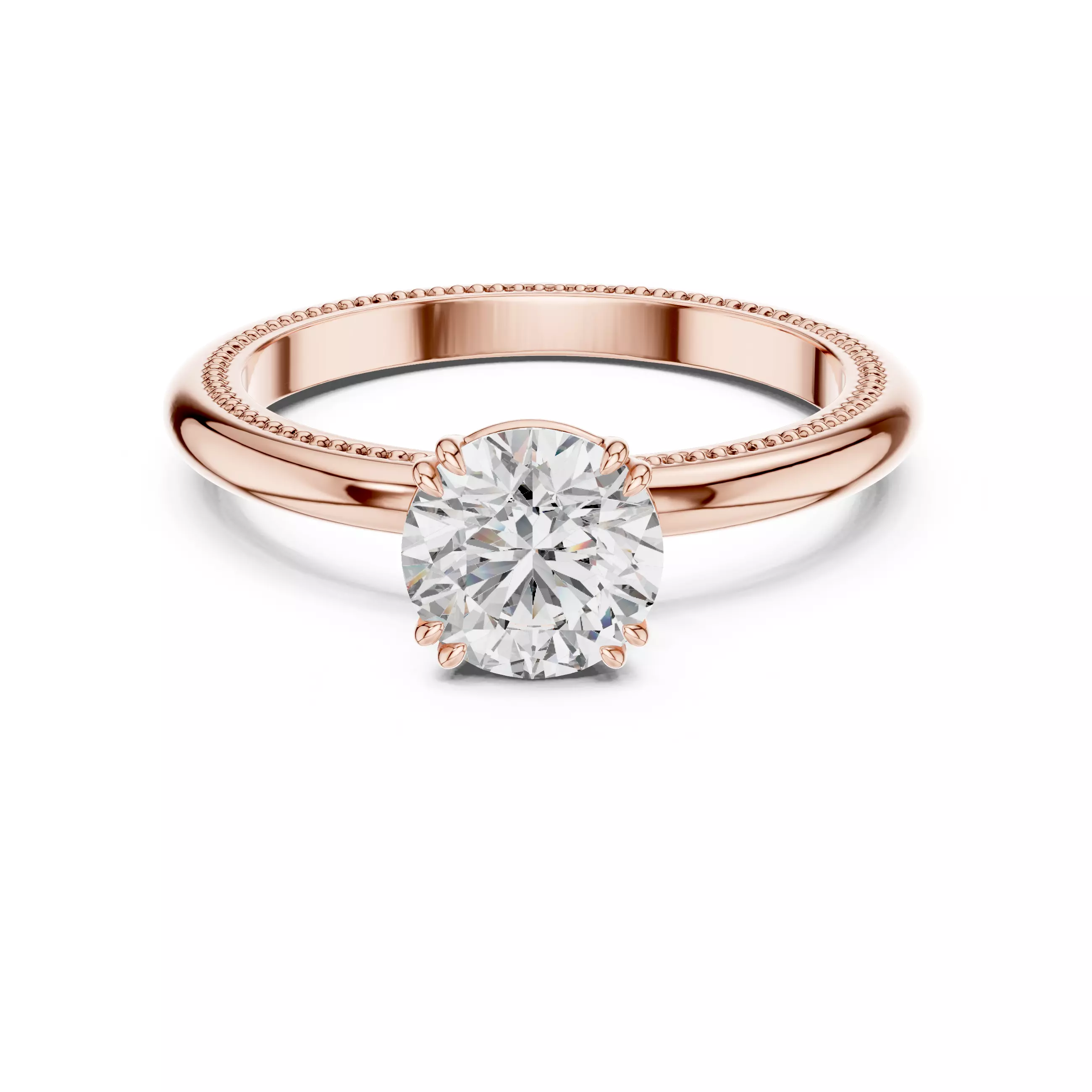 Round Diamond Solitaire Ring 3D print model