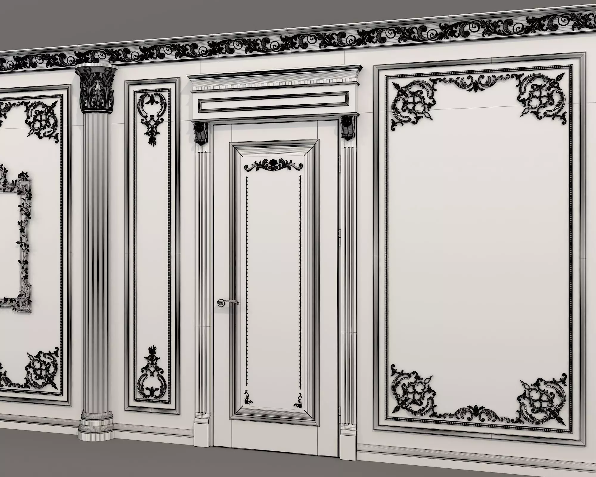 Wall Molding in Classic French style 53 3D model_9