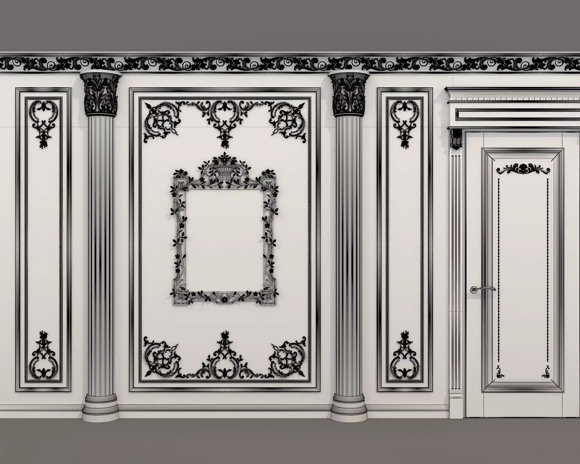 Wall Molding in Classic French style 53 3D model_8