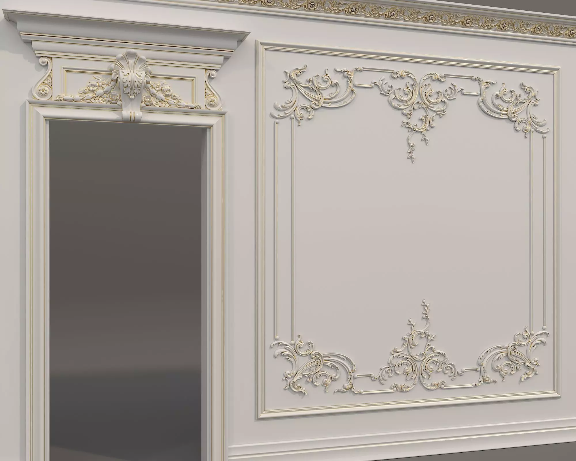 Wall Molding in Classic French style 55 3D model_7