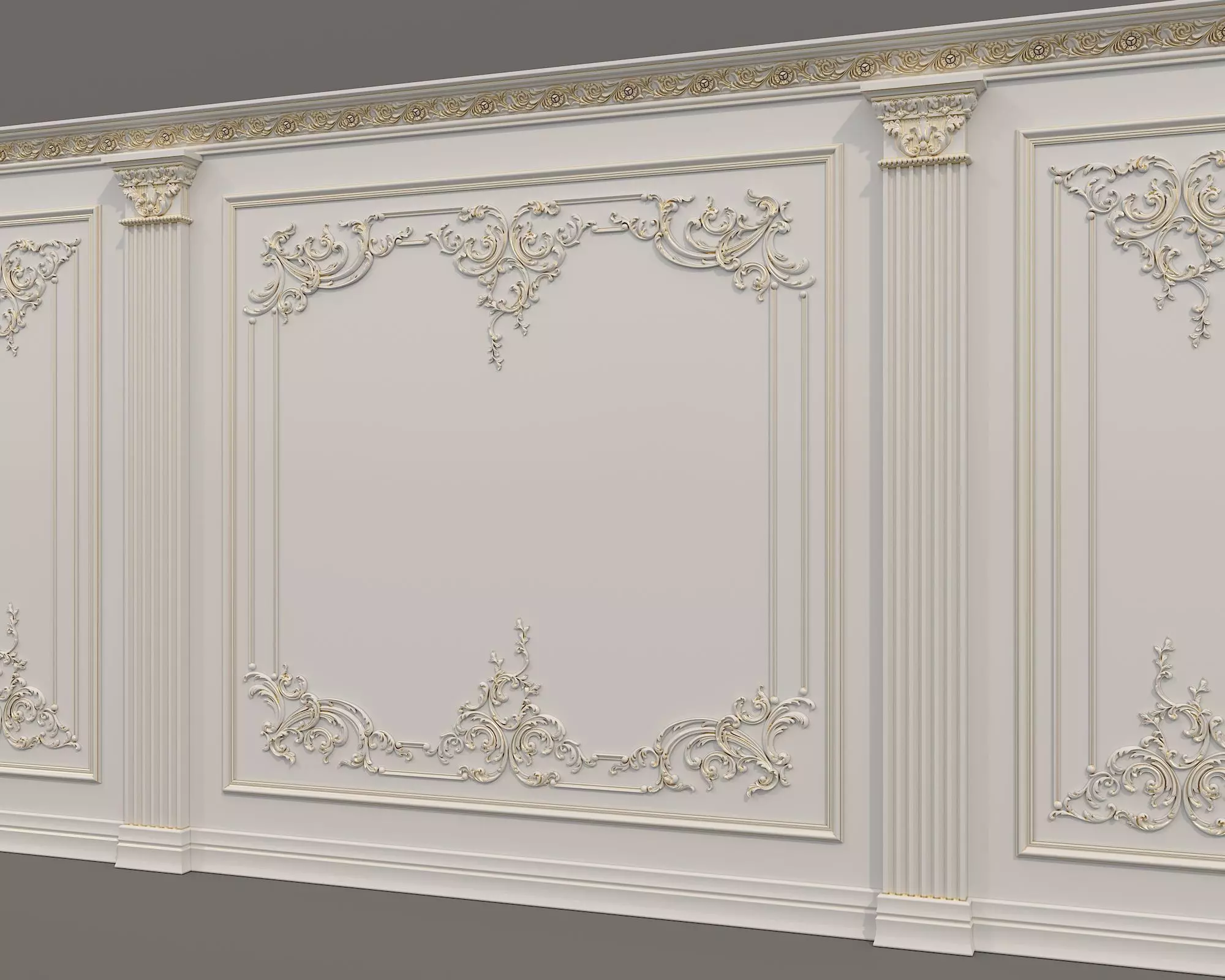 Wall Molding in Classic French style 55 3D model_2