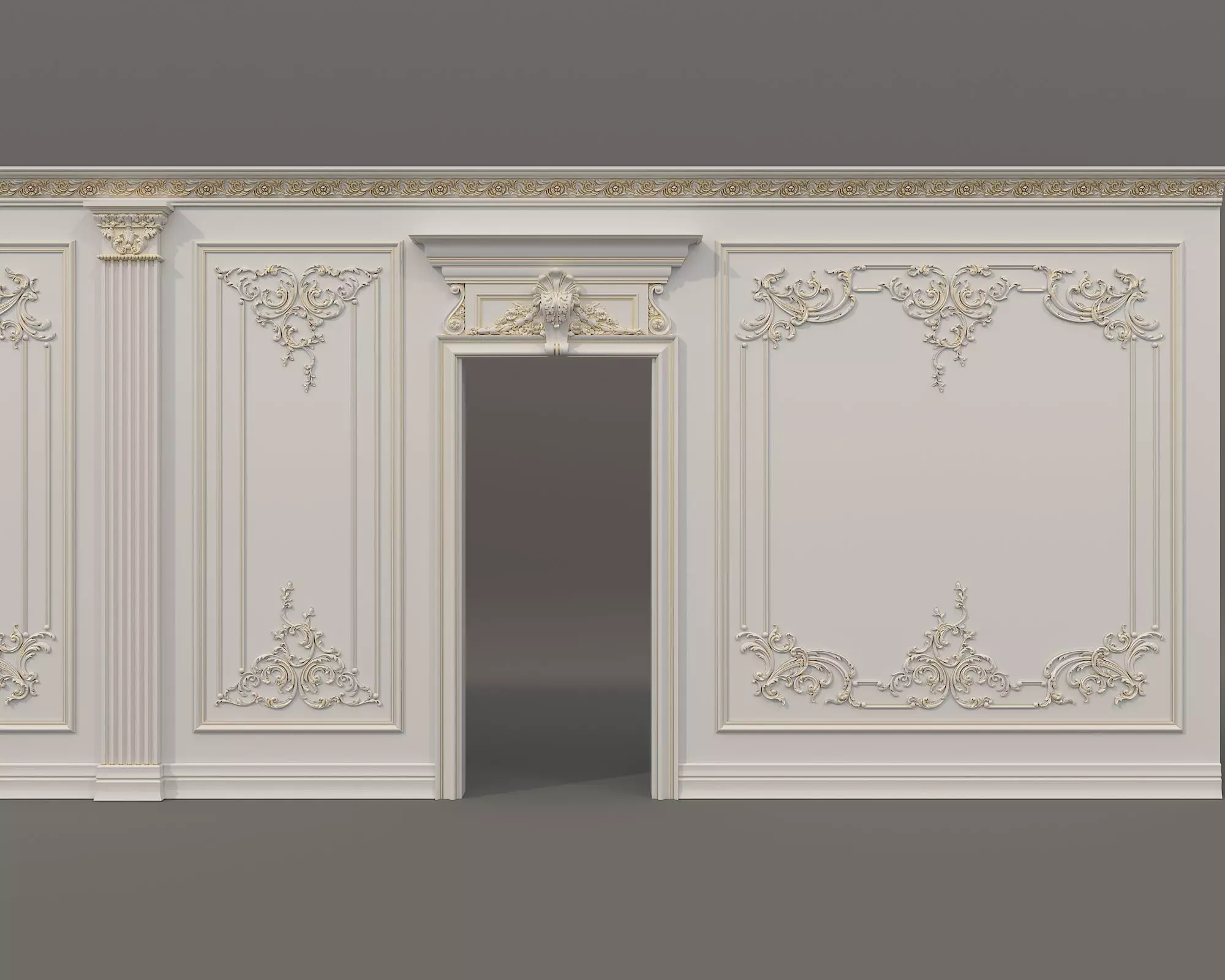 Wall Molding in Classic French style 55 3D model_4