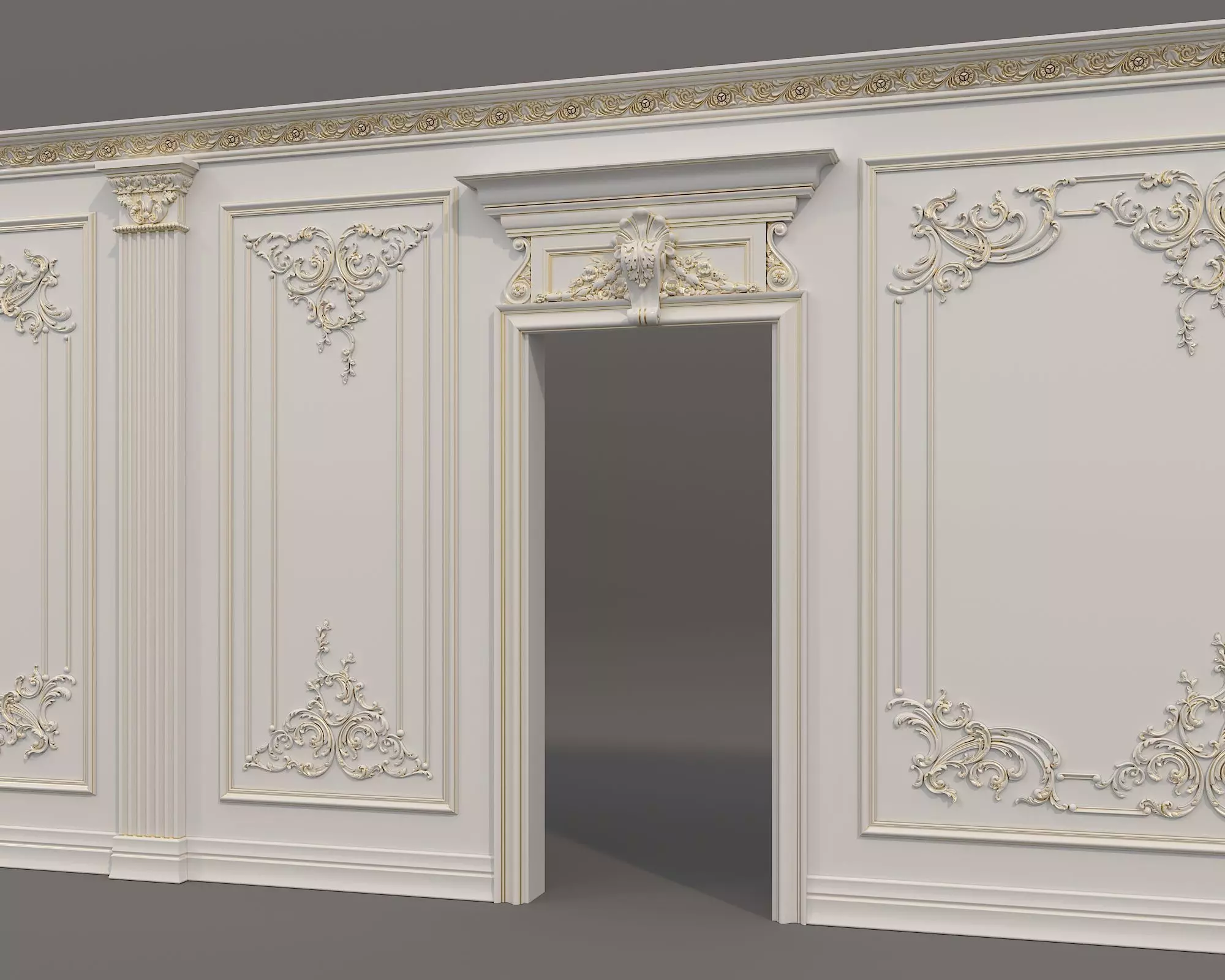 Wall Molding in Classic French style 55 3D model_5
