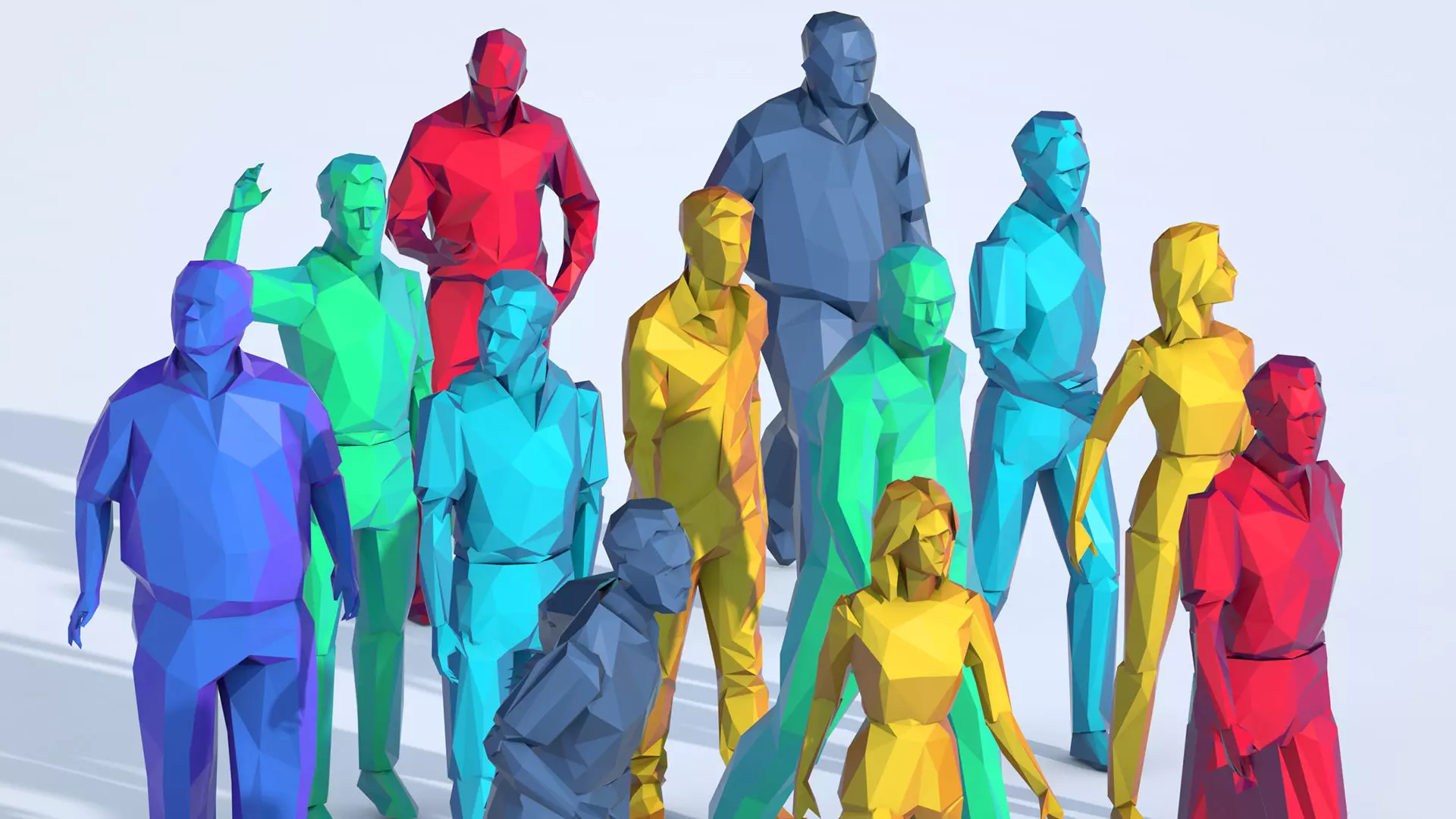 Low Poly People 3D Model Pack for Element 3D and Cinema 4D Low-poly 3D model_1