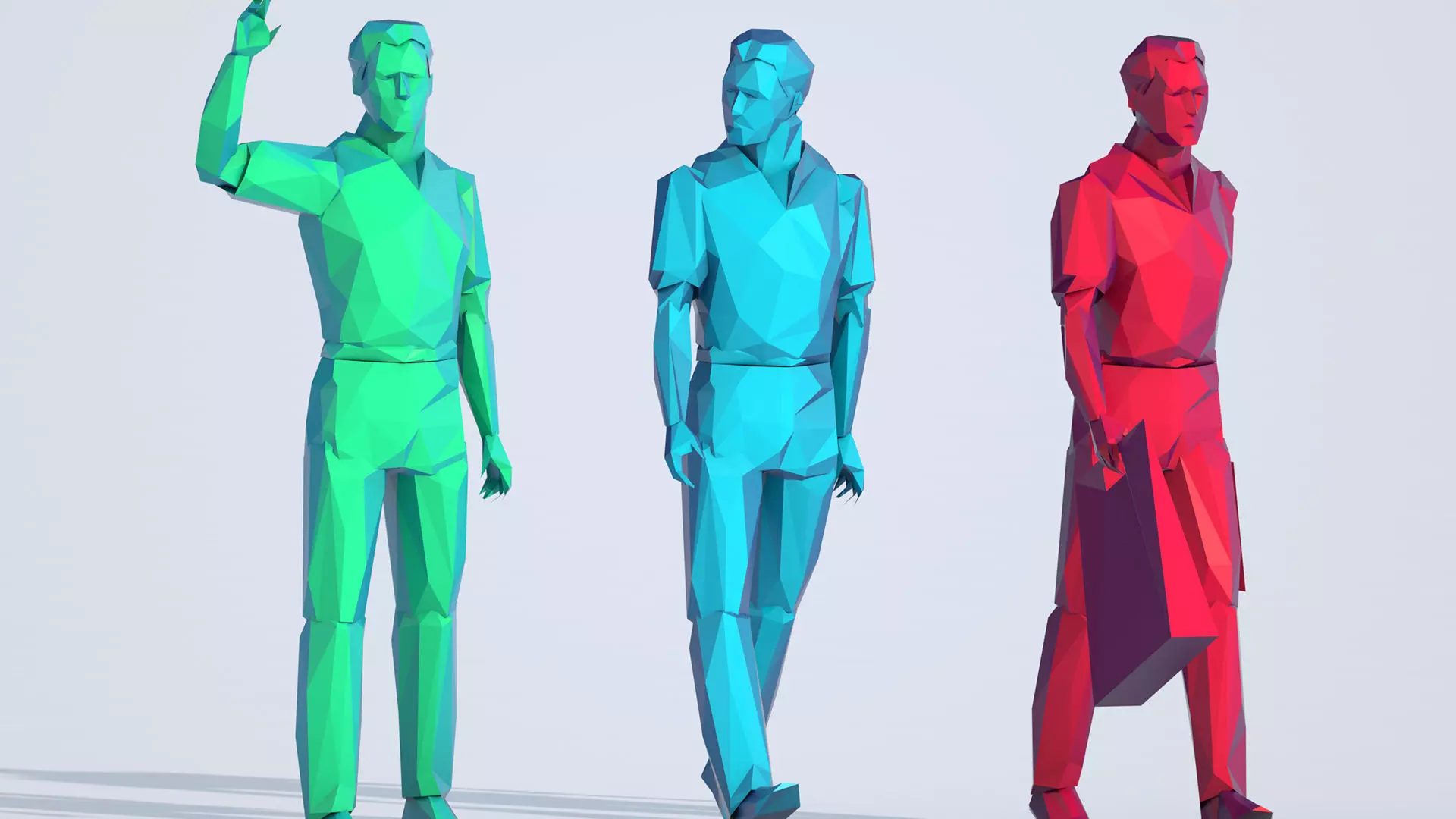 Low Poly People 3D Model Pack for Element 3D and Cinema 4D Low-poly 3D model_4