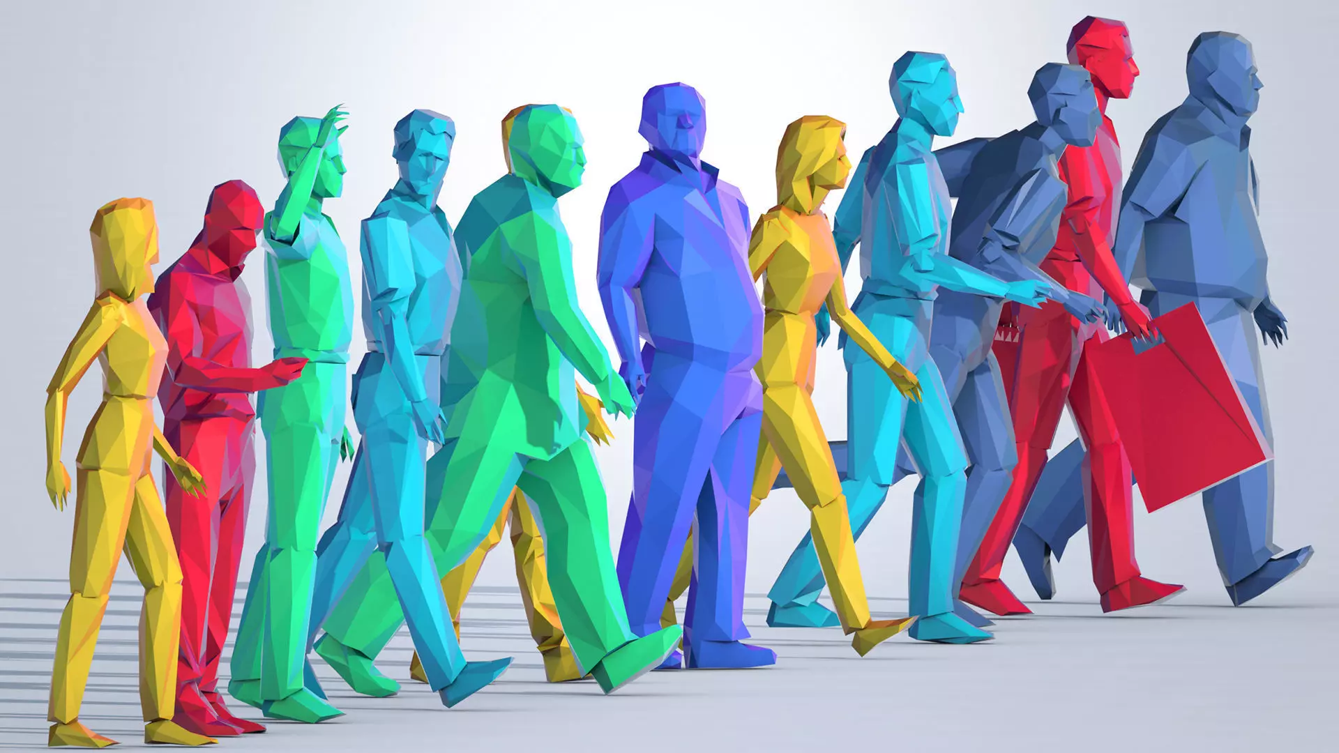 Low Poly People 3D Model Pack for Element 3D and Cinema 4D Low-poly 3D model_2