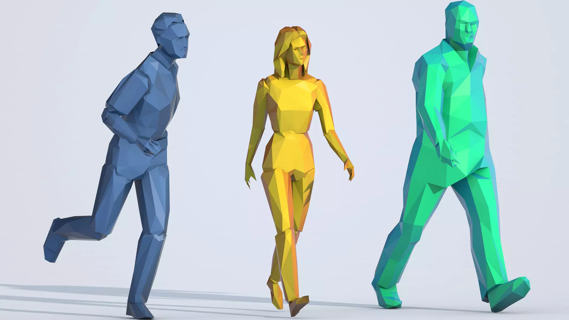 Low Poly People 3D Model Pack for Element 3D and Cinema 4D Low-poly 3D model_3