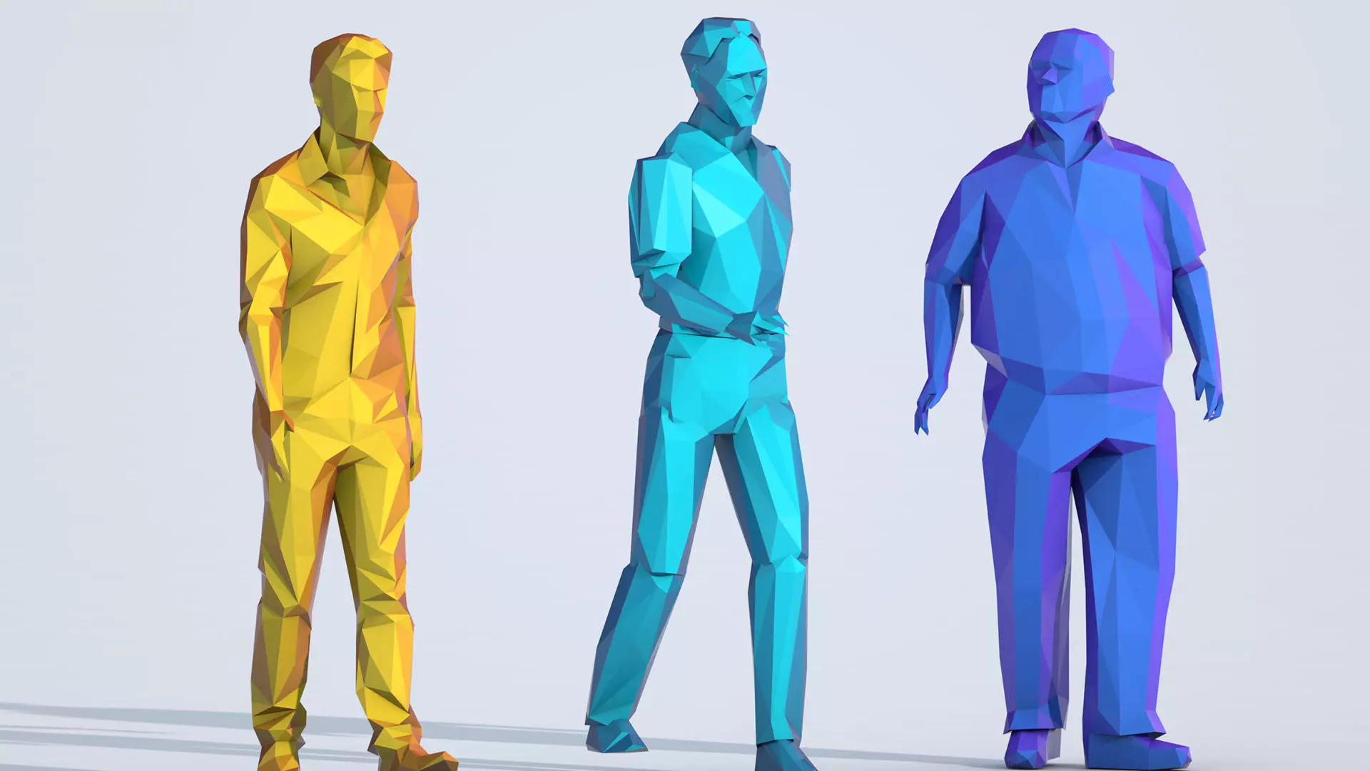 Low Poly People 3D Model Pack for Element 3D and Cinema 4D Low-poly 3D model_5