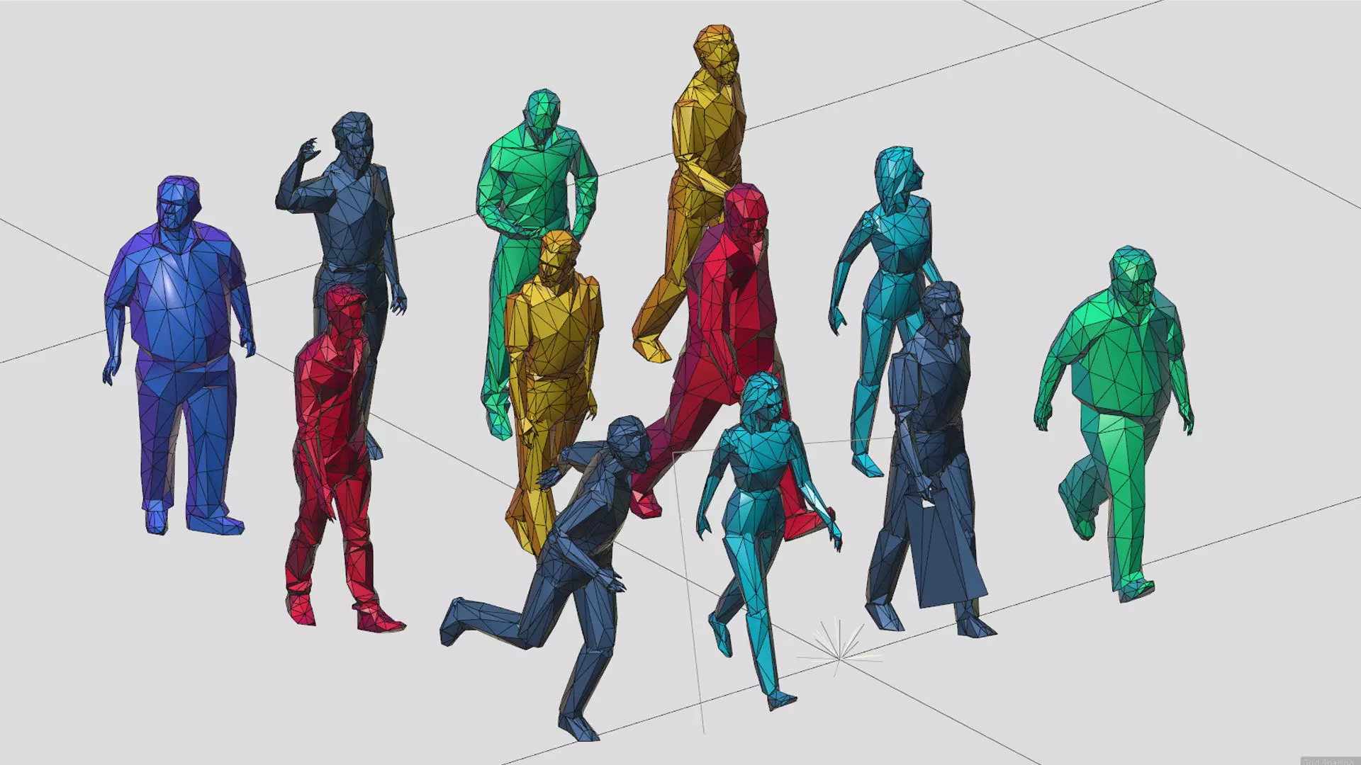Low Poly People 3D Model Pack for Element 3D and Cinema 4D Low-poly 3D model_8