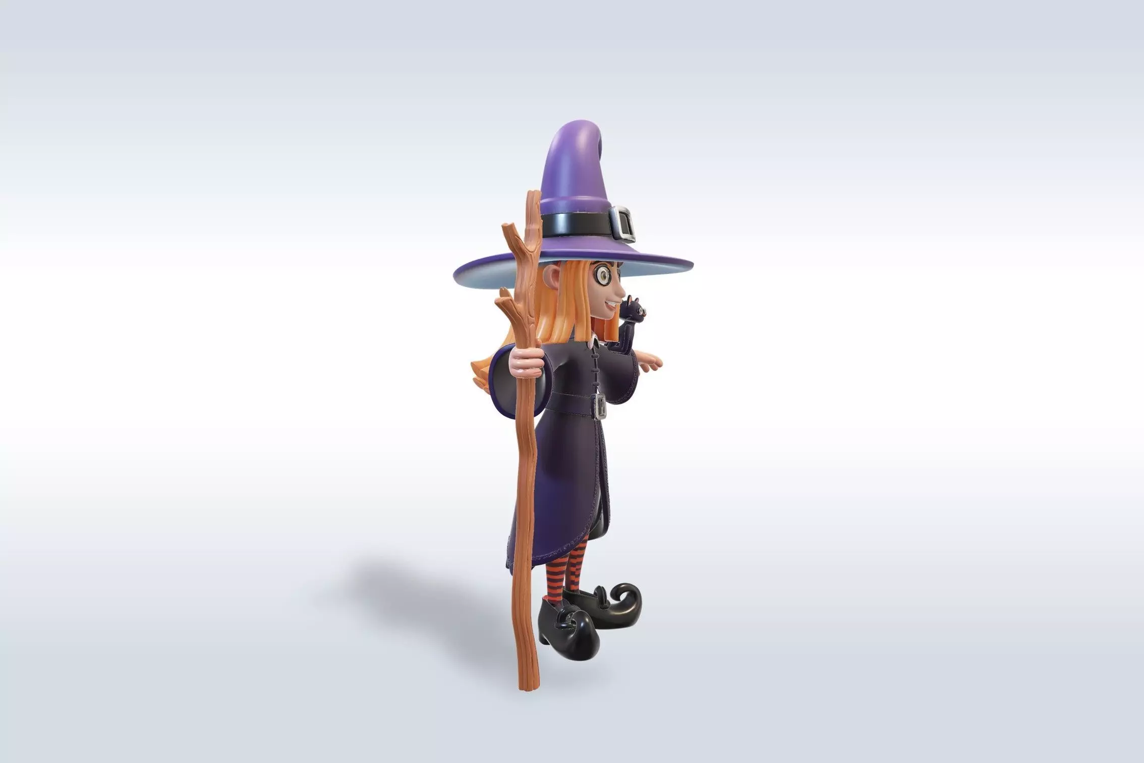 Adorable Witch and Cat Character halloween model  3D model_1