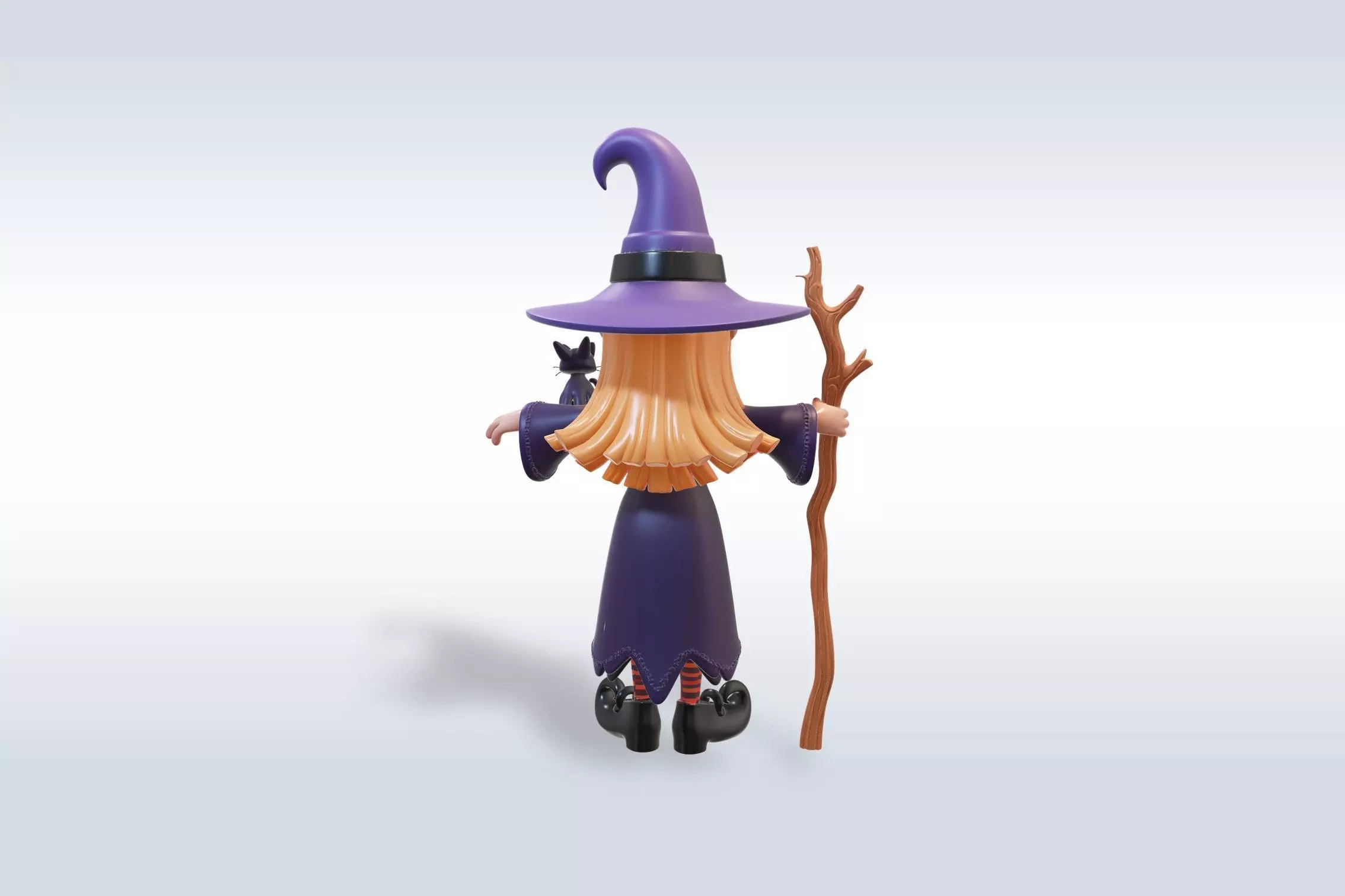 Adorable Witch and Cat Character halloween model  3D model_4