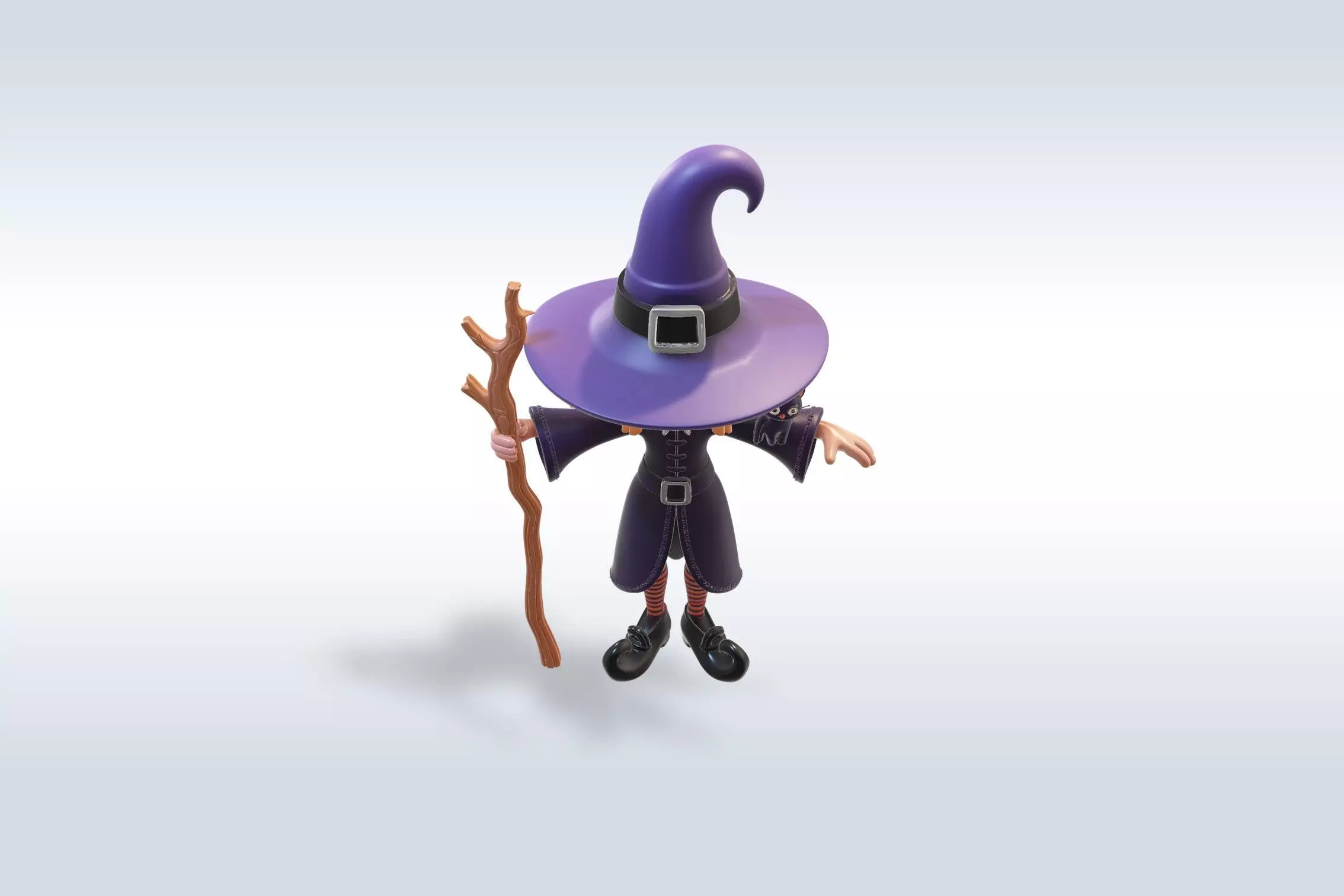 Adorable Witch and Cat Character halloween model  3D model_3
