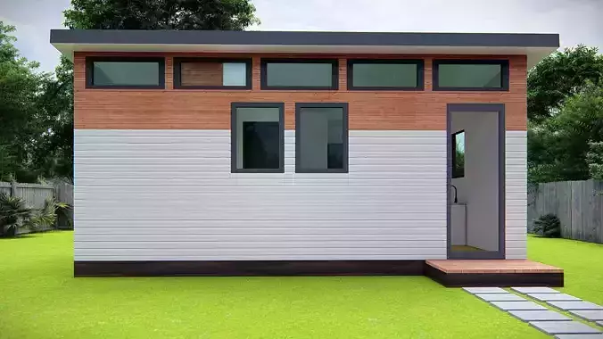 Small Tiny American House 3D Model Modern Minimal Residential