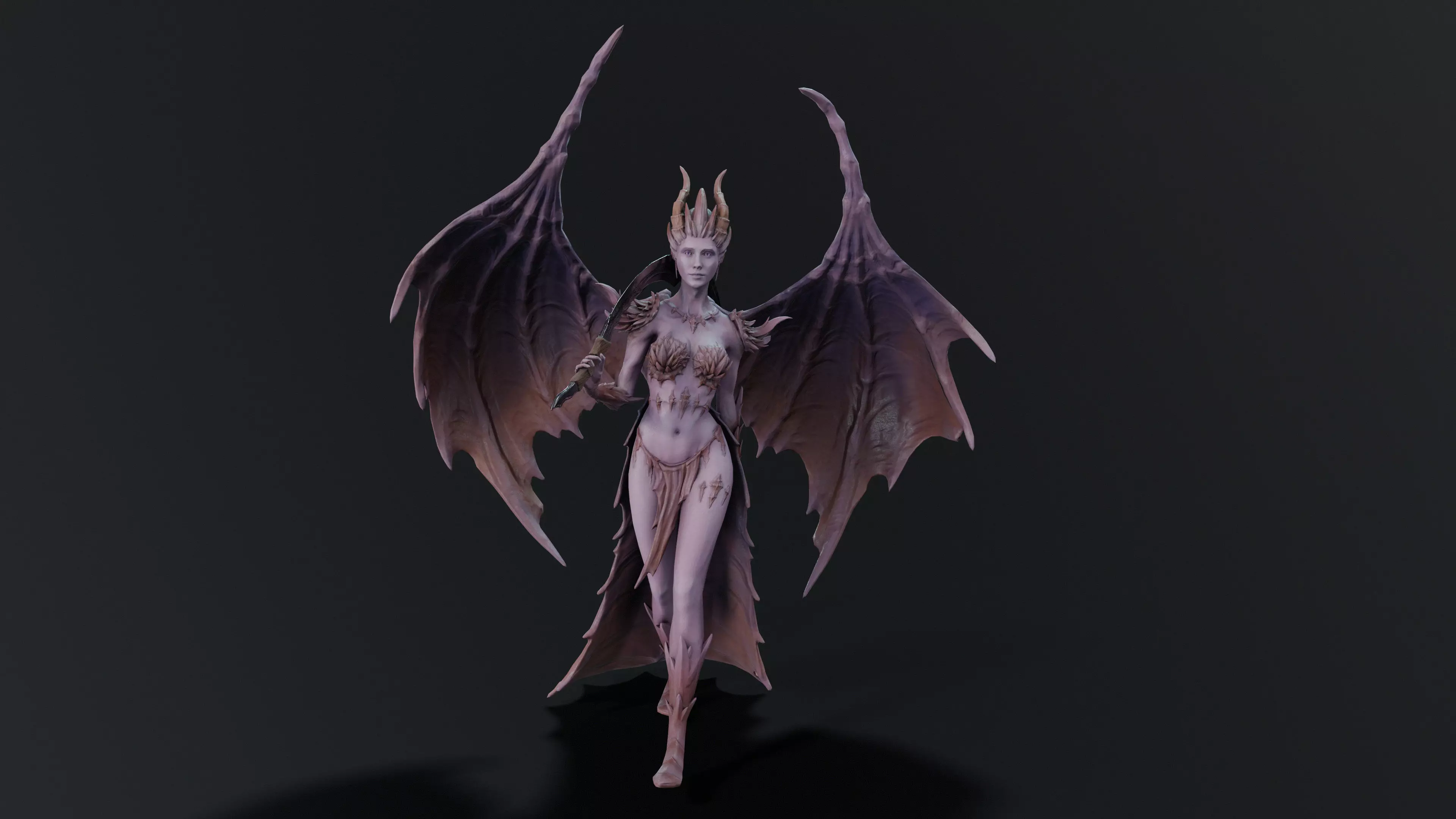 Demoness Low-poly 3D model_2