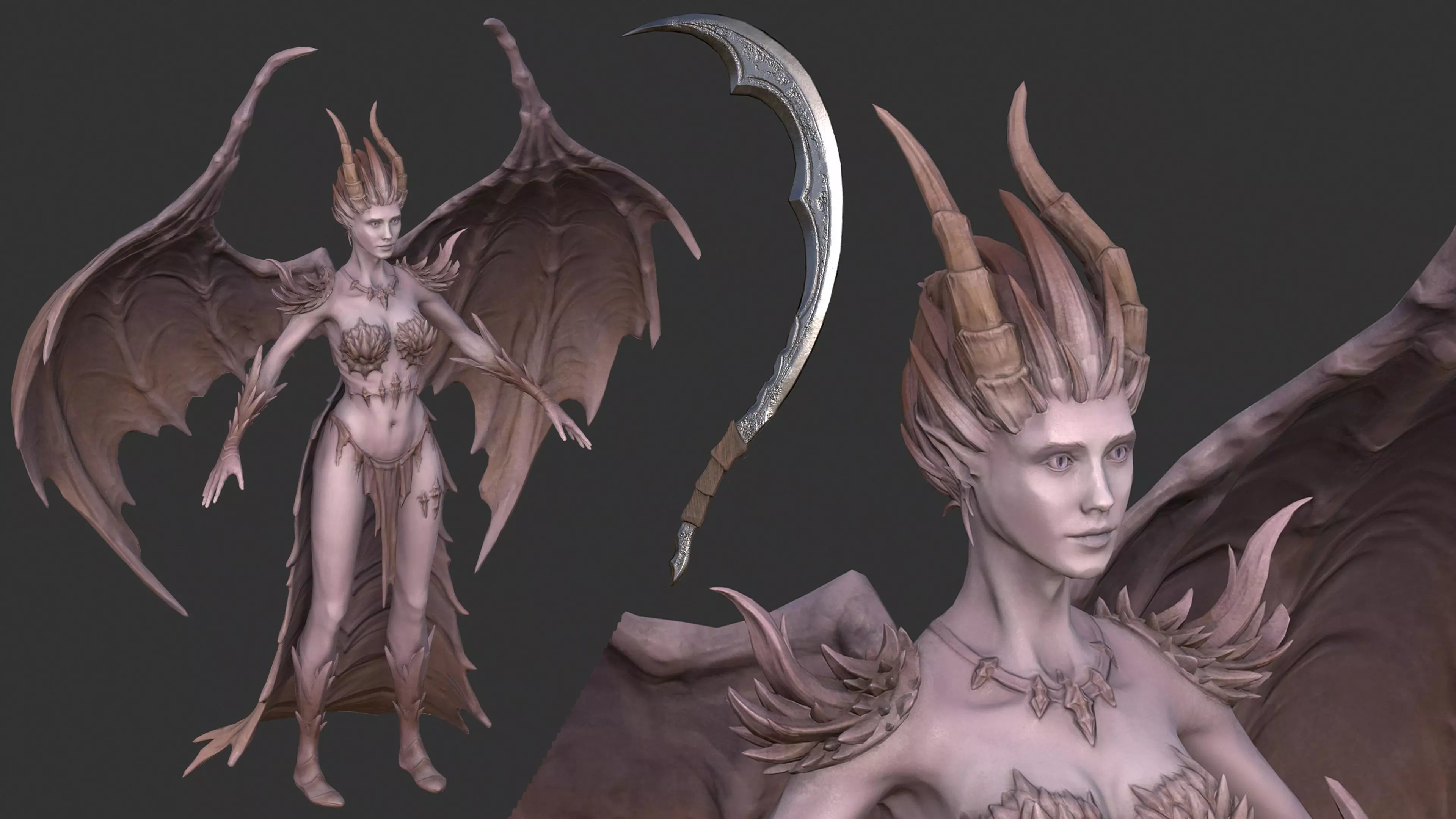 Demoness Low-poly 3D model_7