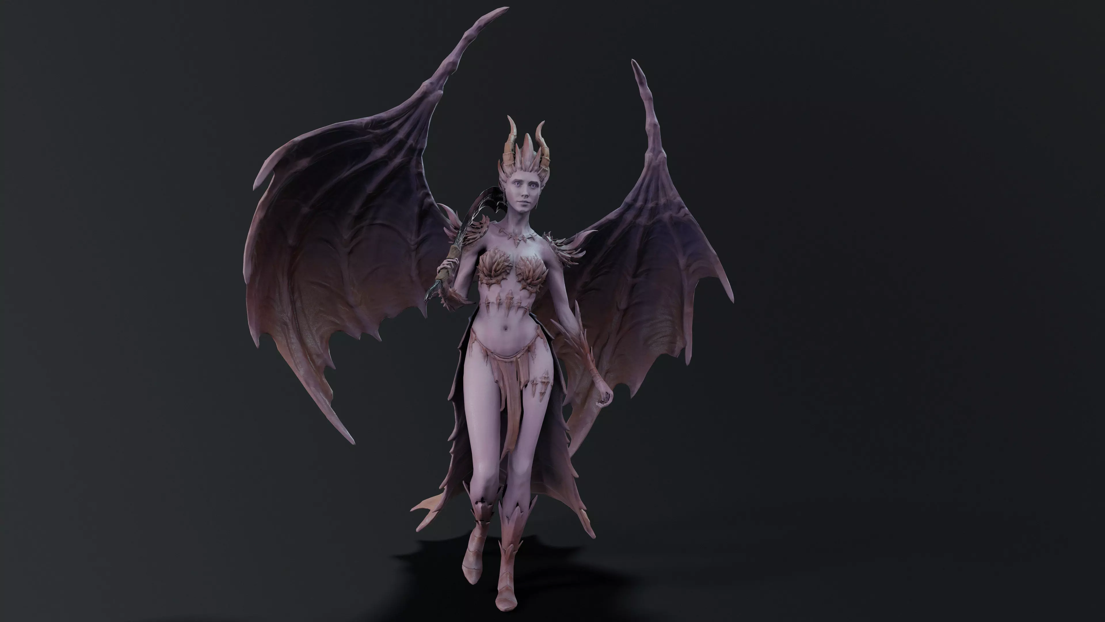 Demoness Low-poly 3D model_5
