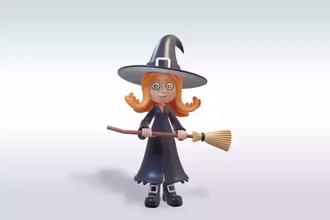Adorable Witch Halloween Character 3D Model 3D model