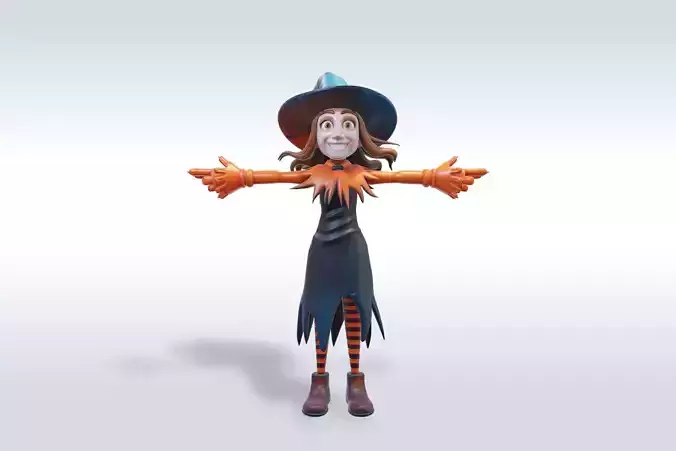 Adorable Witch Character Halloween 3D model Adorable Witch Character Halloween 3D model
