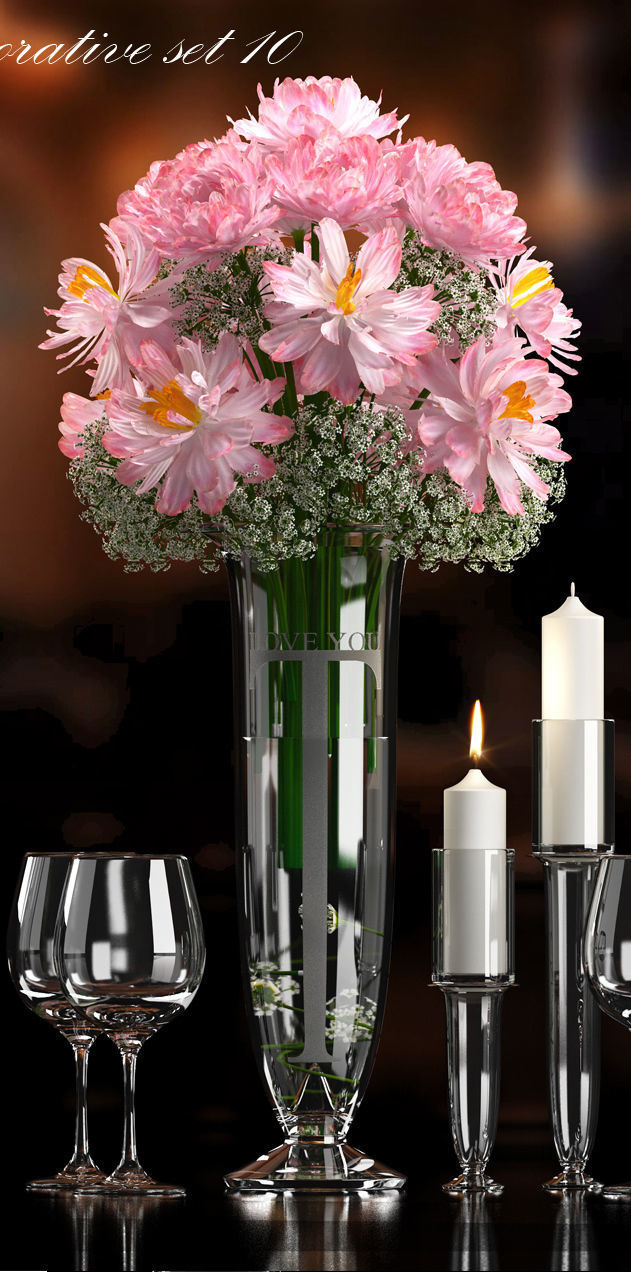 Decorative vase set 3D model_3