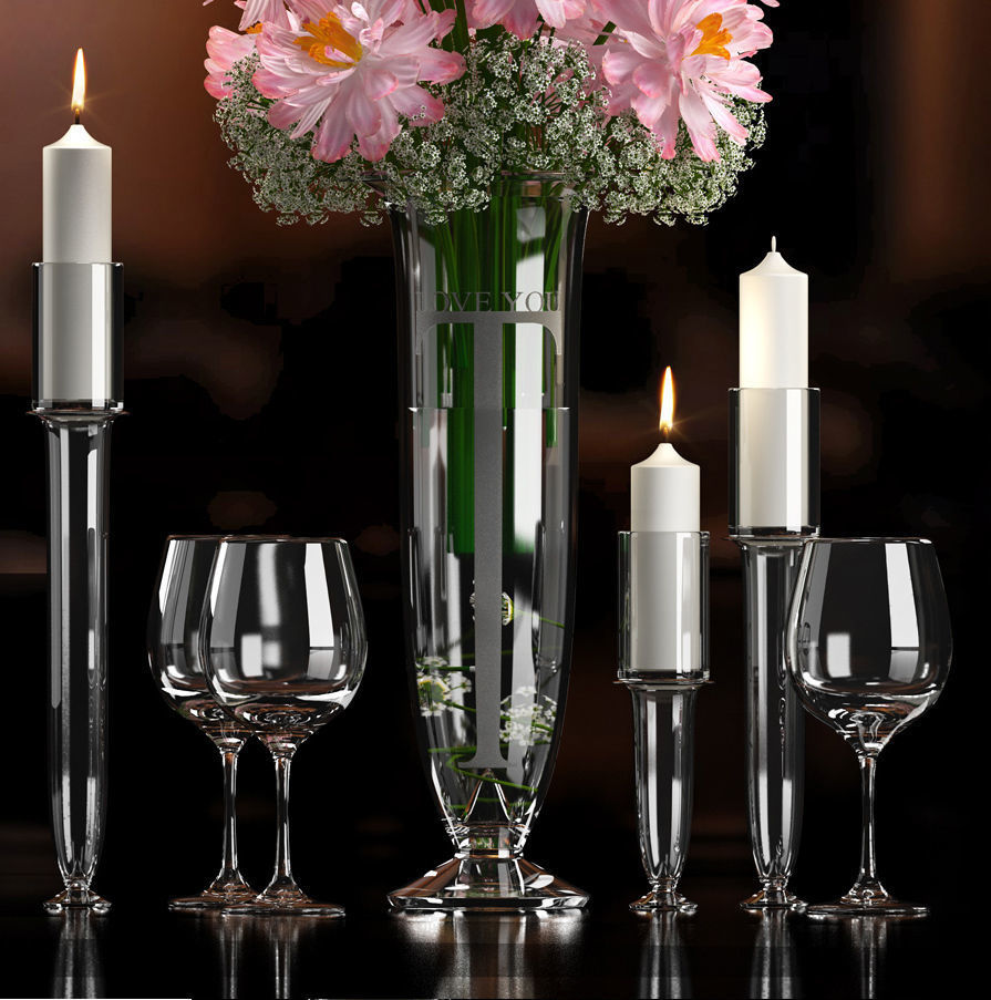 Decorative vase set 3D model_2