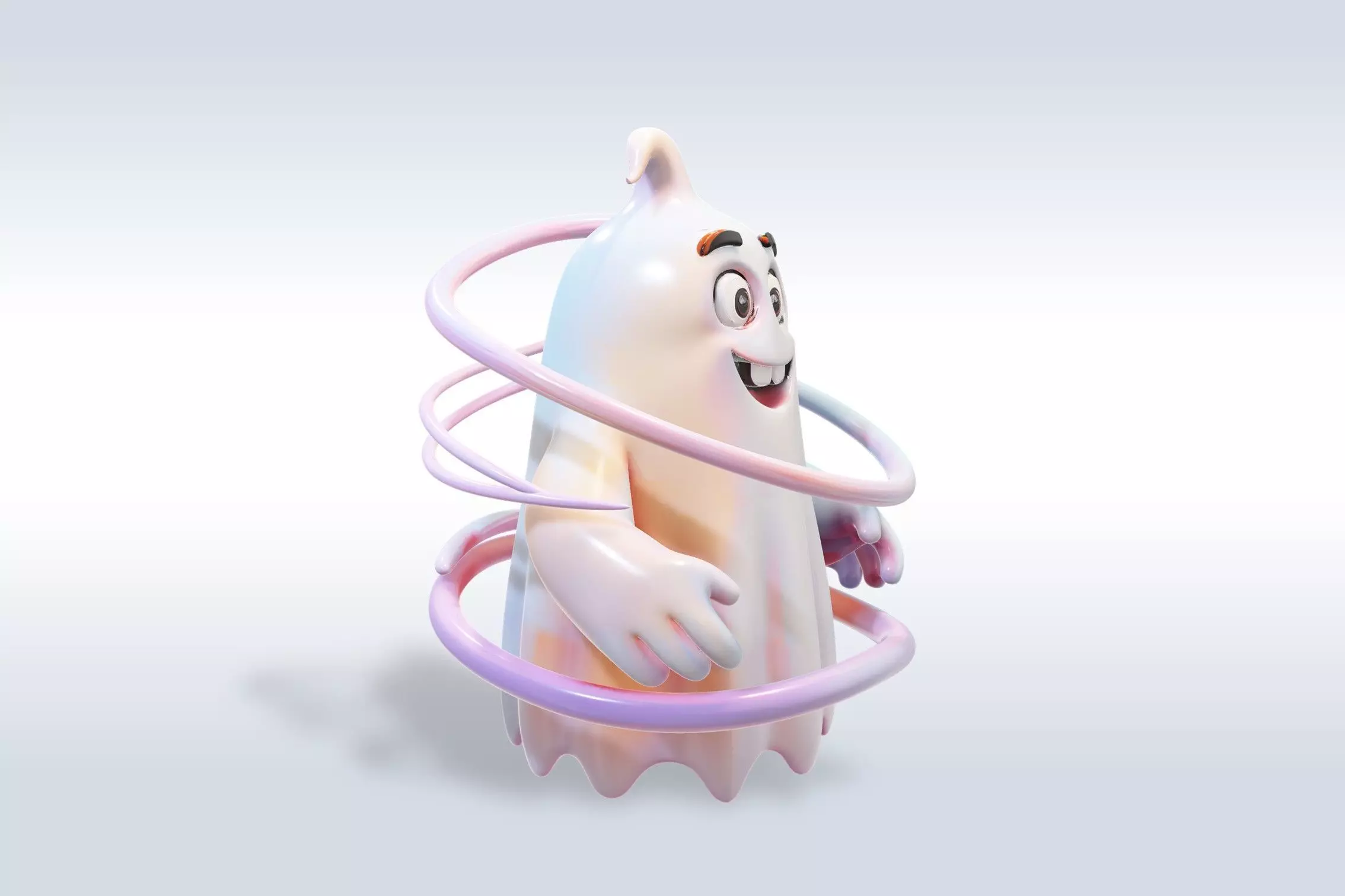 Cheerful Ghost Halloween Character 3D model_1