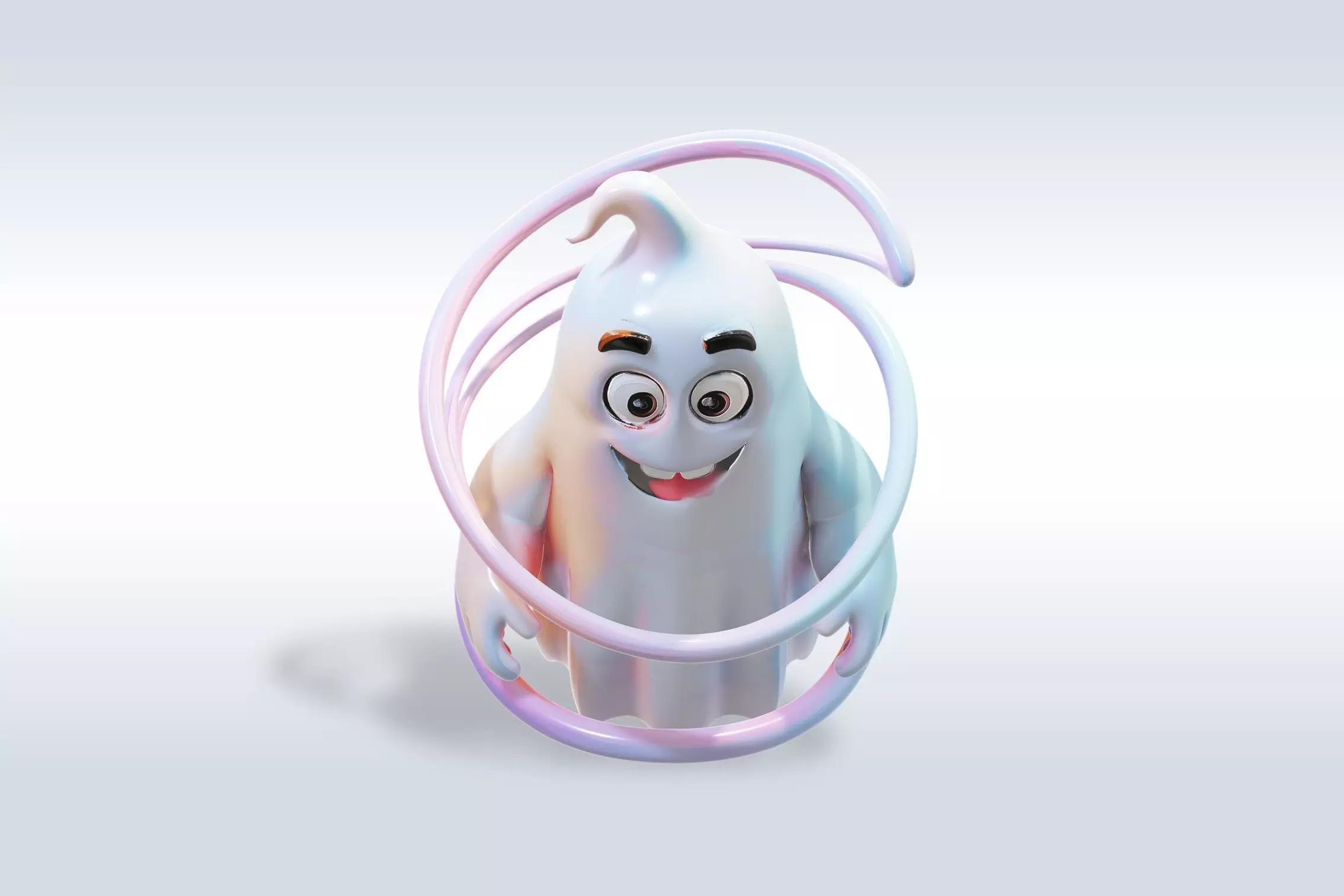 Cheerful Ghost Halloween Character 3D model_3