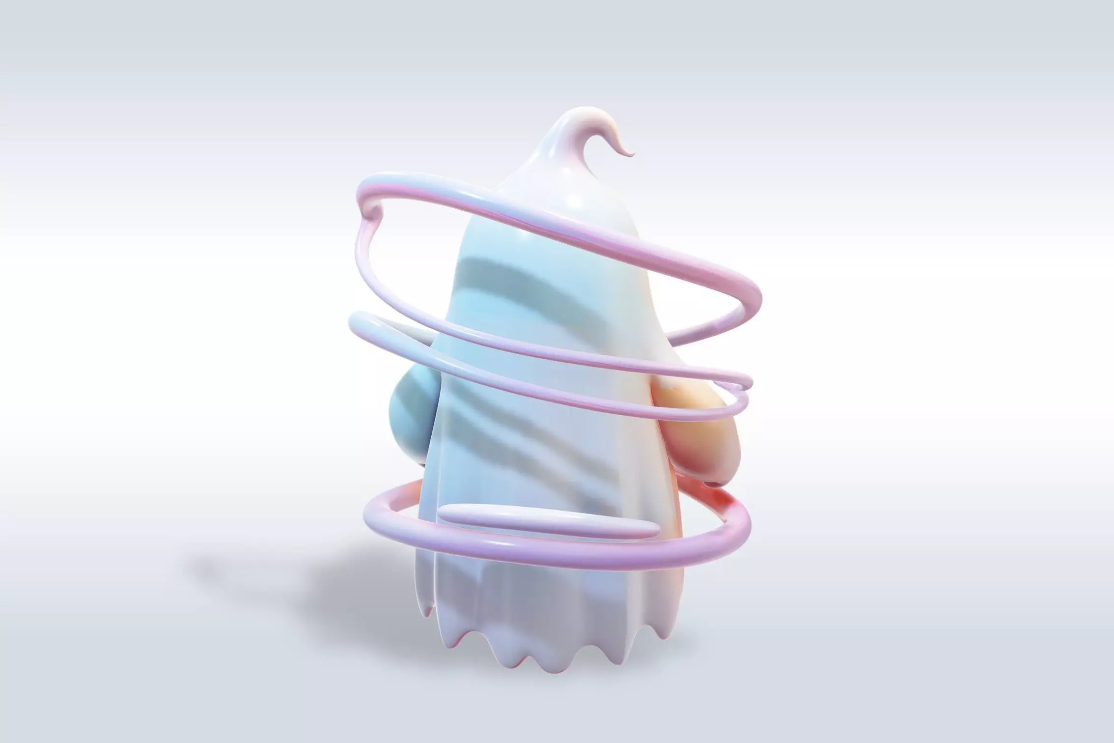 Cheerful Ghost Halloween Character 3D model_4