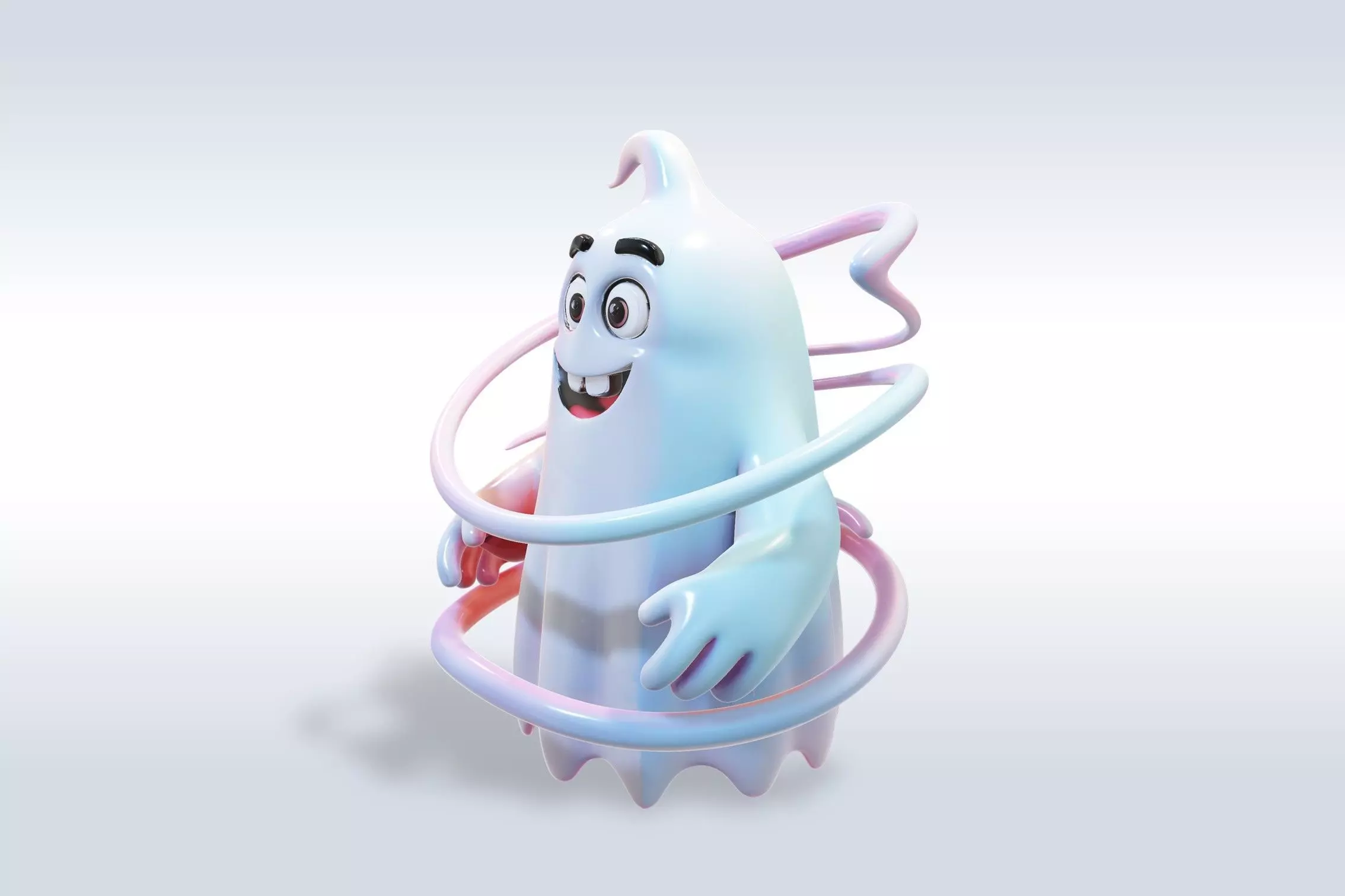 Cheerful Ghost Halloween Character 3D model_2