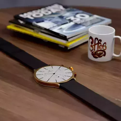 Luxury Titan Wrist Watch  Realistic Gold and Leather 3D Model 3D model