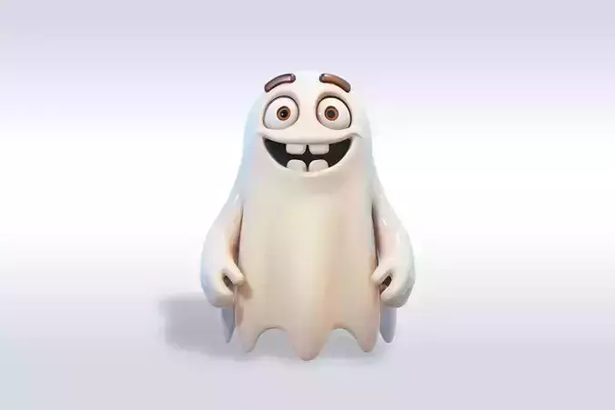 Cheerful Ghost Halloween Character 3D model