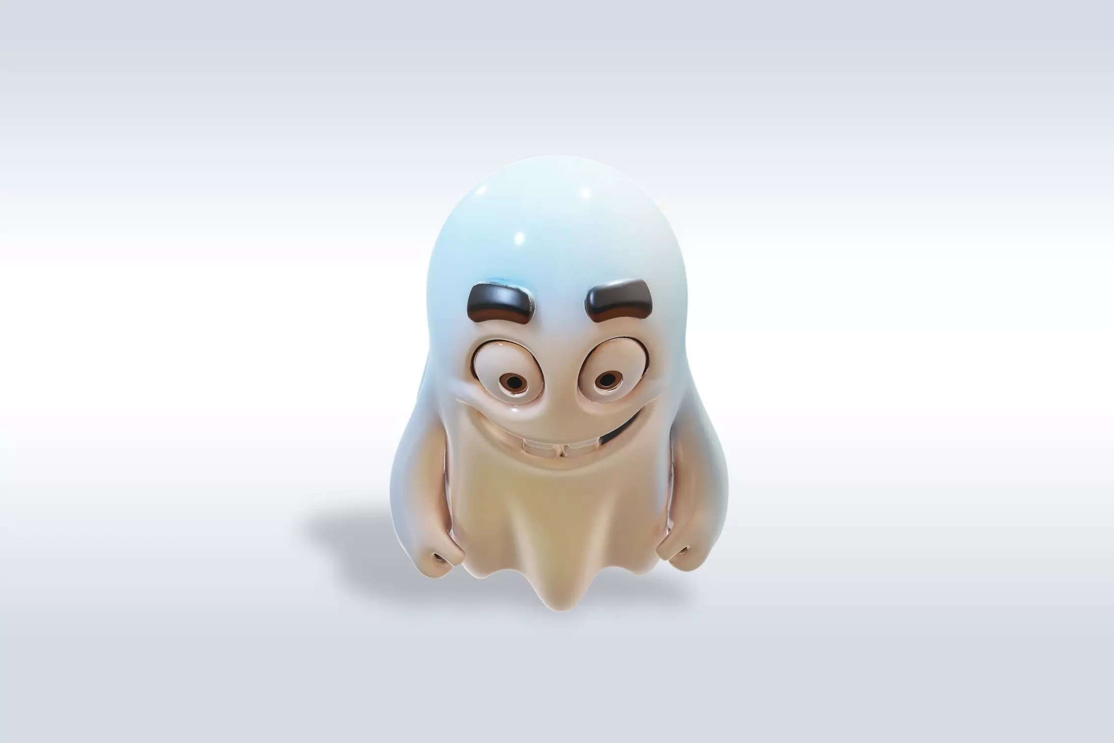 Cheerful Ghost Halloween Character 3D model_3