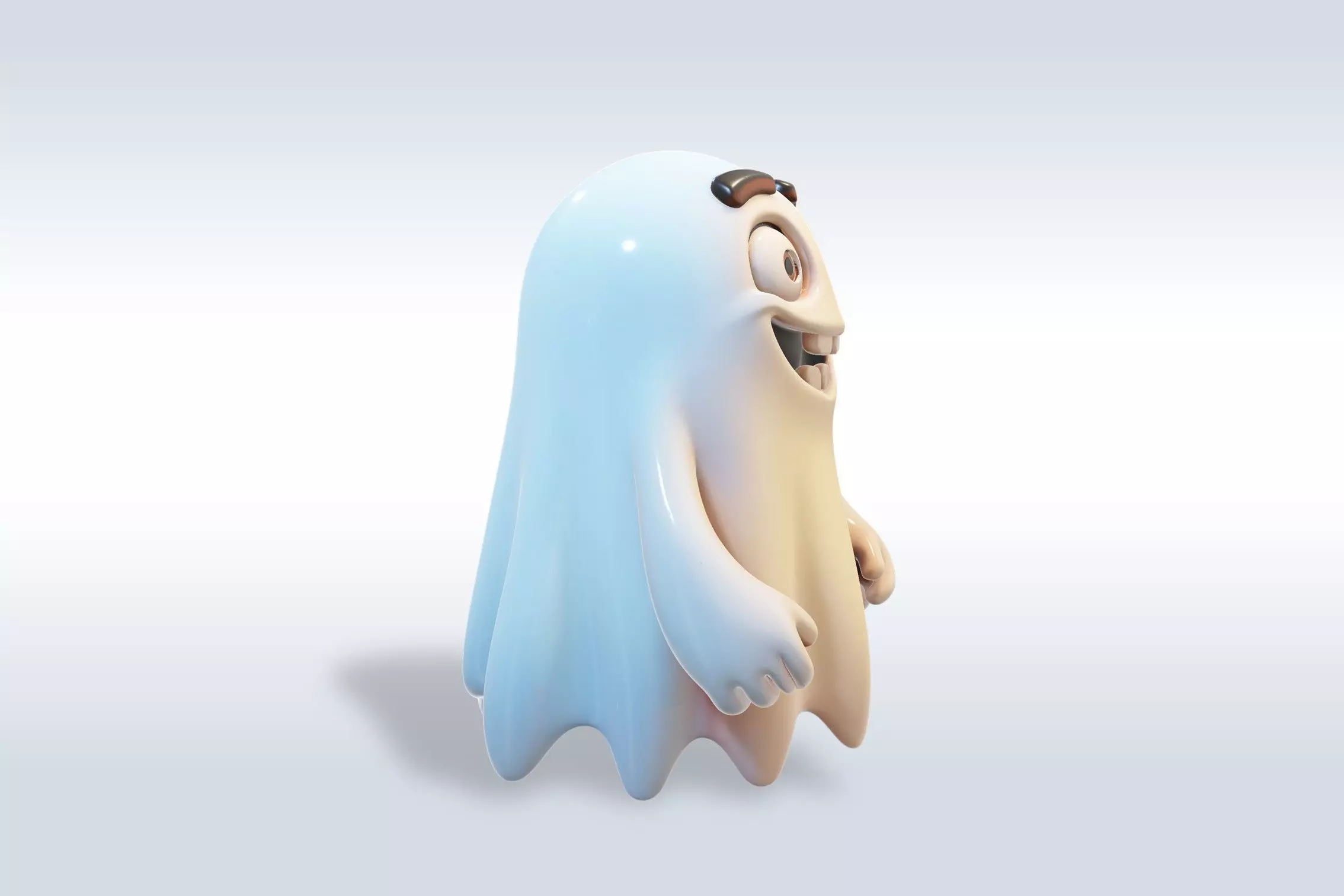 Cheerful Ghost Halloween Character 3D model_1