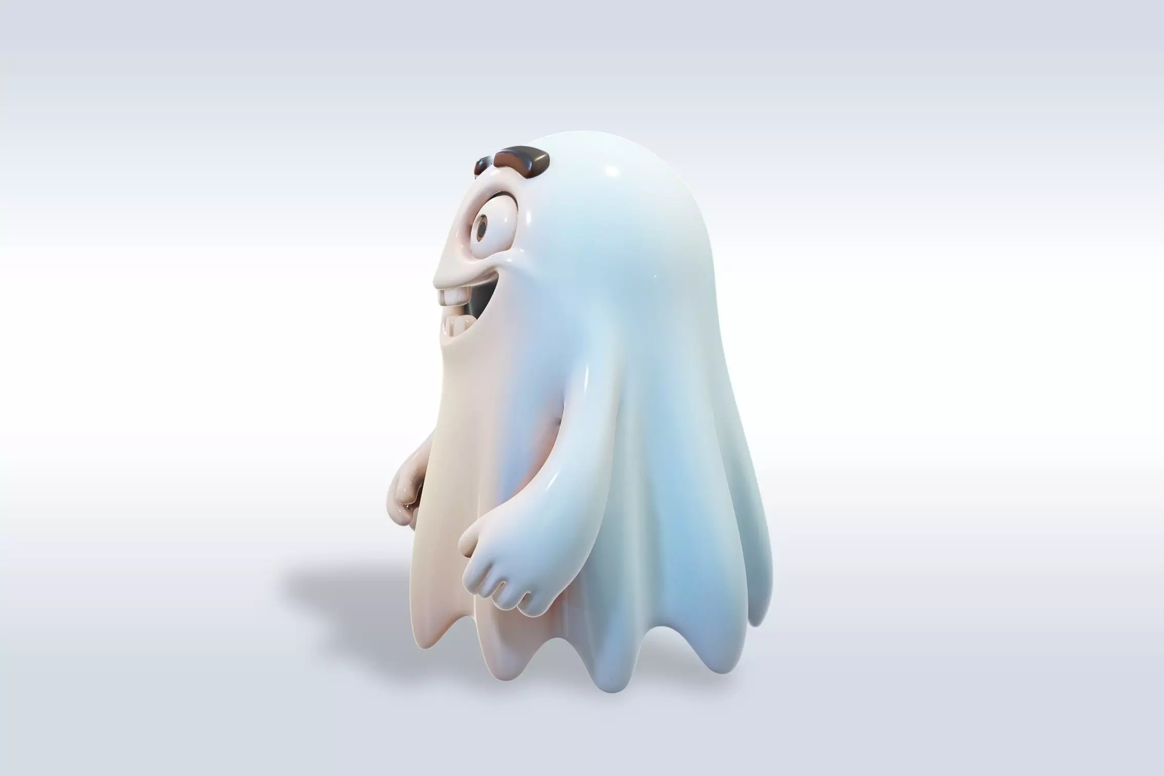 Cheerful Ghost Halloween Character 3D model_2