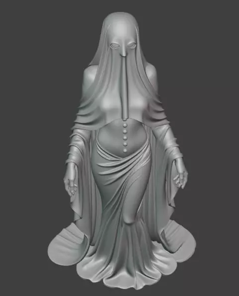 Veiled Ghost Lady Elegant Gothic  3D print model_3