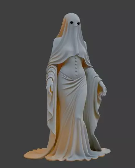 Veiled Ghost Lady Elegant Gothic  3D print model_2