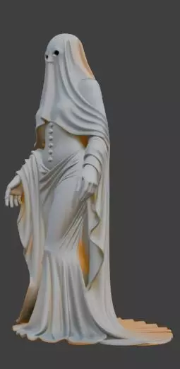 Veiled Ghost Lady Elegant Gothic  3D print model_1