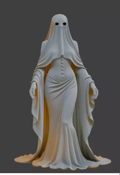 Veiled Ghost Lady Elegant Gothic  3D print model_0