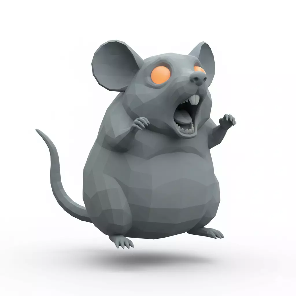 3D Model Gray Rat Halloween Horror Animal Creepy Rodent Creature 3D print model_0