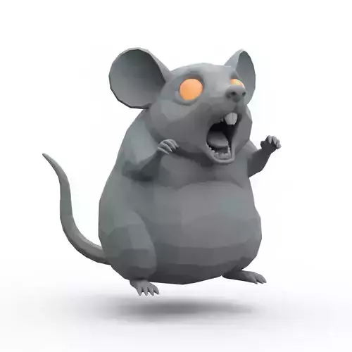 3D Model Gray Rat Halloween Horror Animal Creepy Rodent Creature 3D print model