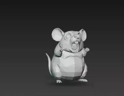 3D Model Gray Rat Halloween Horror Animal Creepy Rodent Creature 3D print model_2