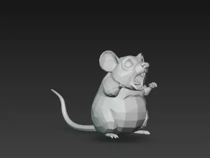 3D Model Gray Rat Halloween Horror Animal Creepy Rodent Creature 3D print model_3