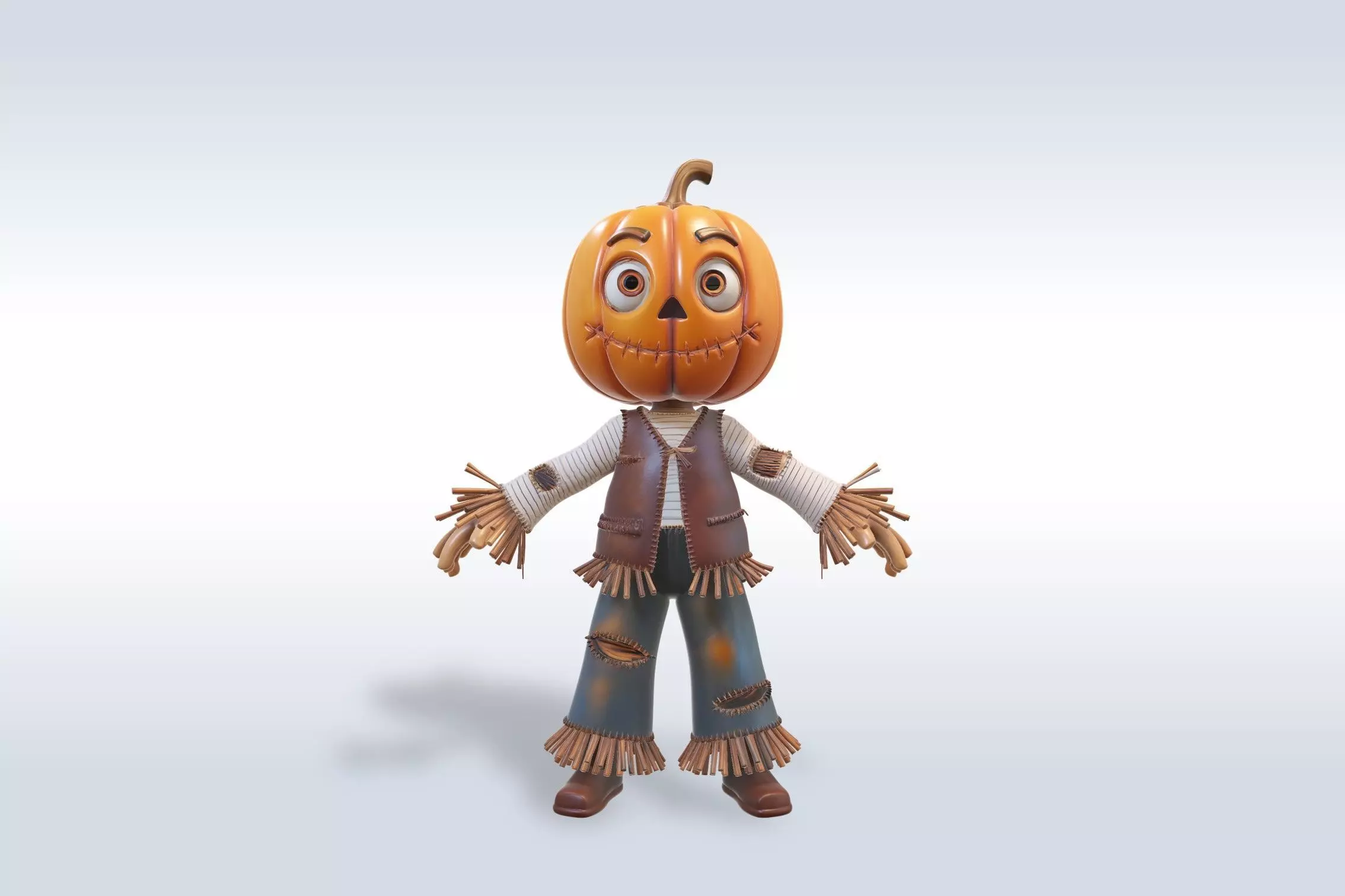 Adorable Scarecrow Halloween Character 3D model_0